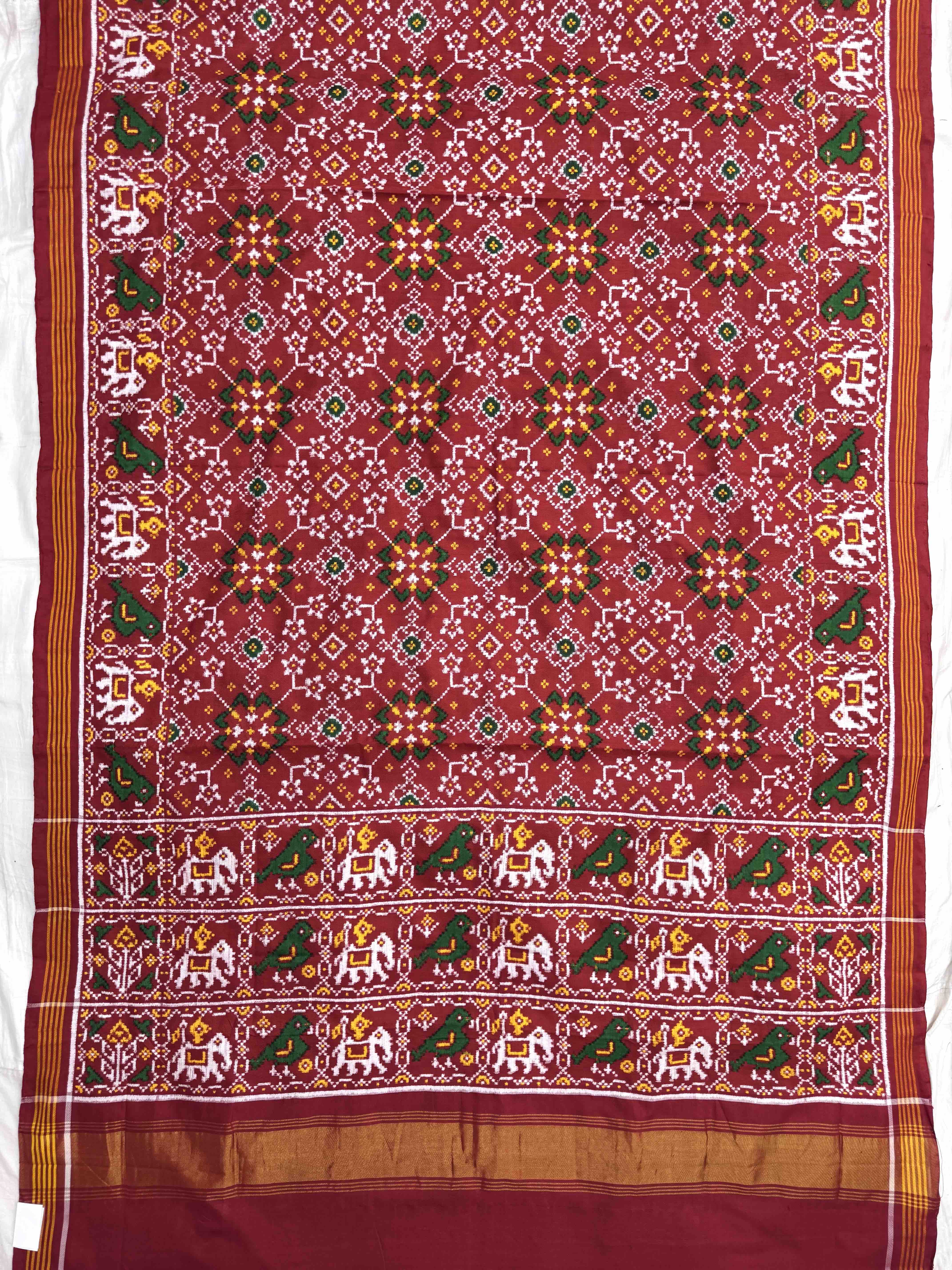 Red Navratan Double Ikat Patan Patola Saree