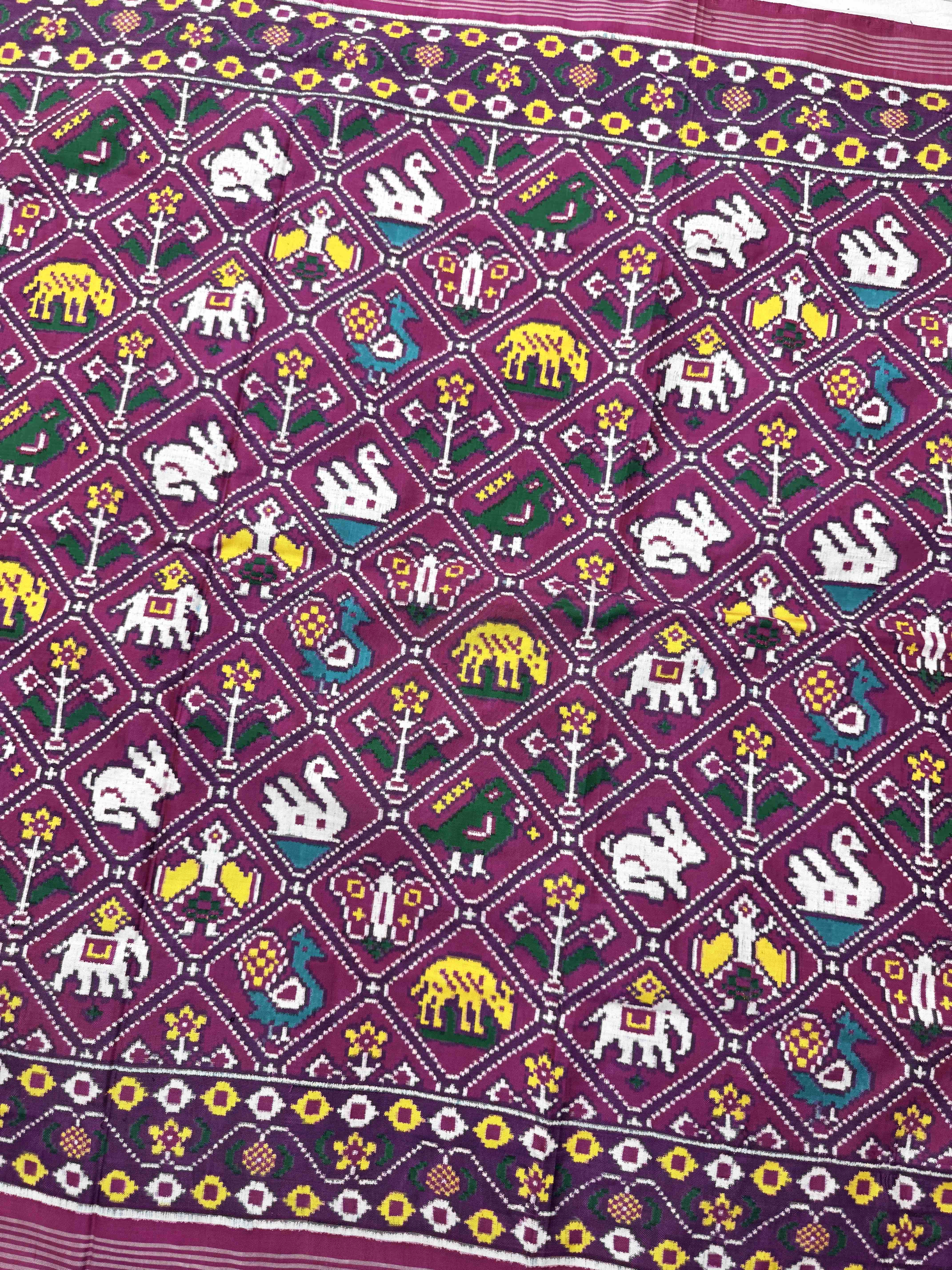 Purple Small Narikunj Double Ikat Patan Patola Saree