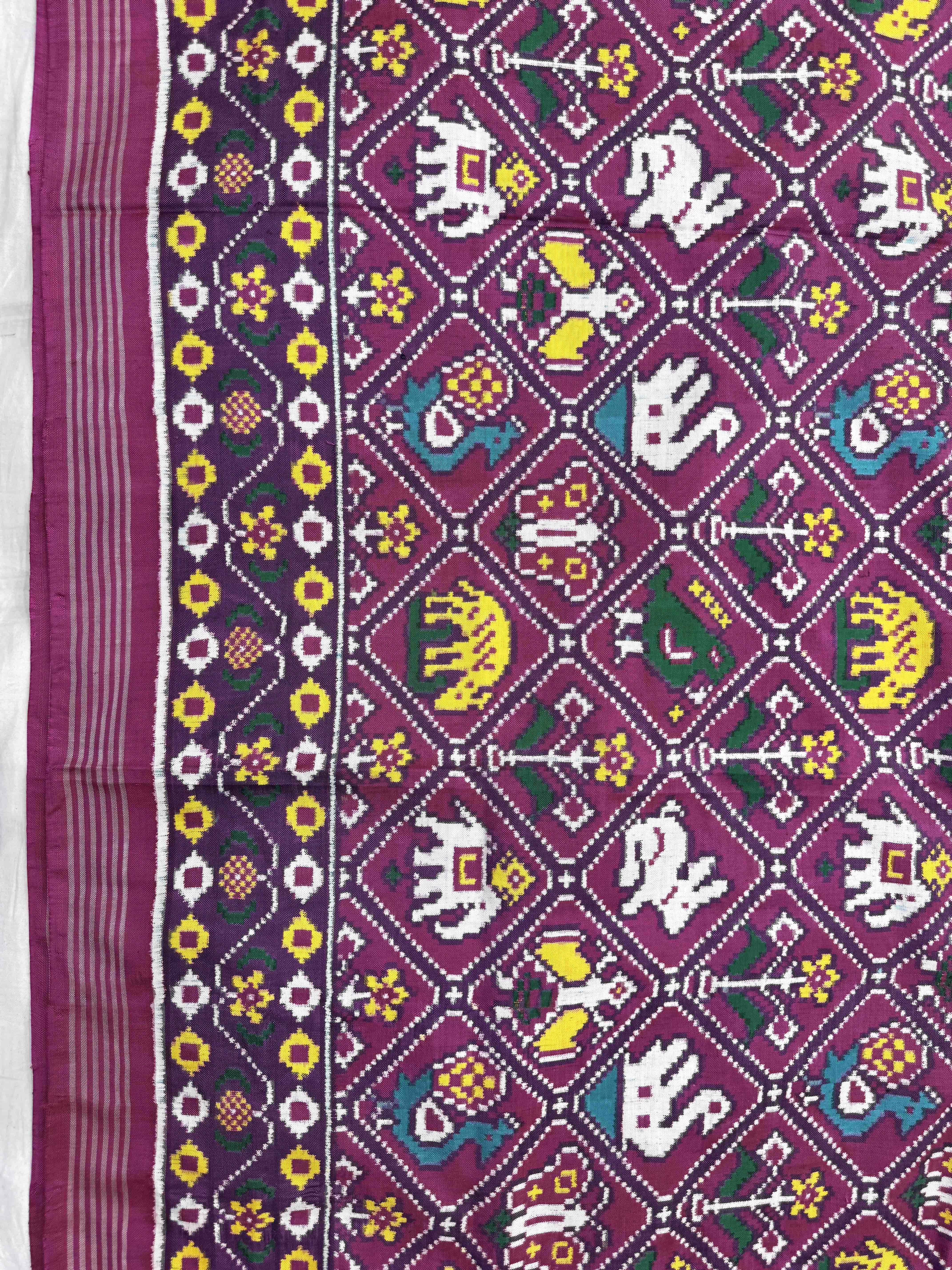 Purple Small Narikunj Double Ikat Patan Patola Saree