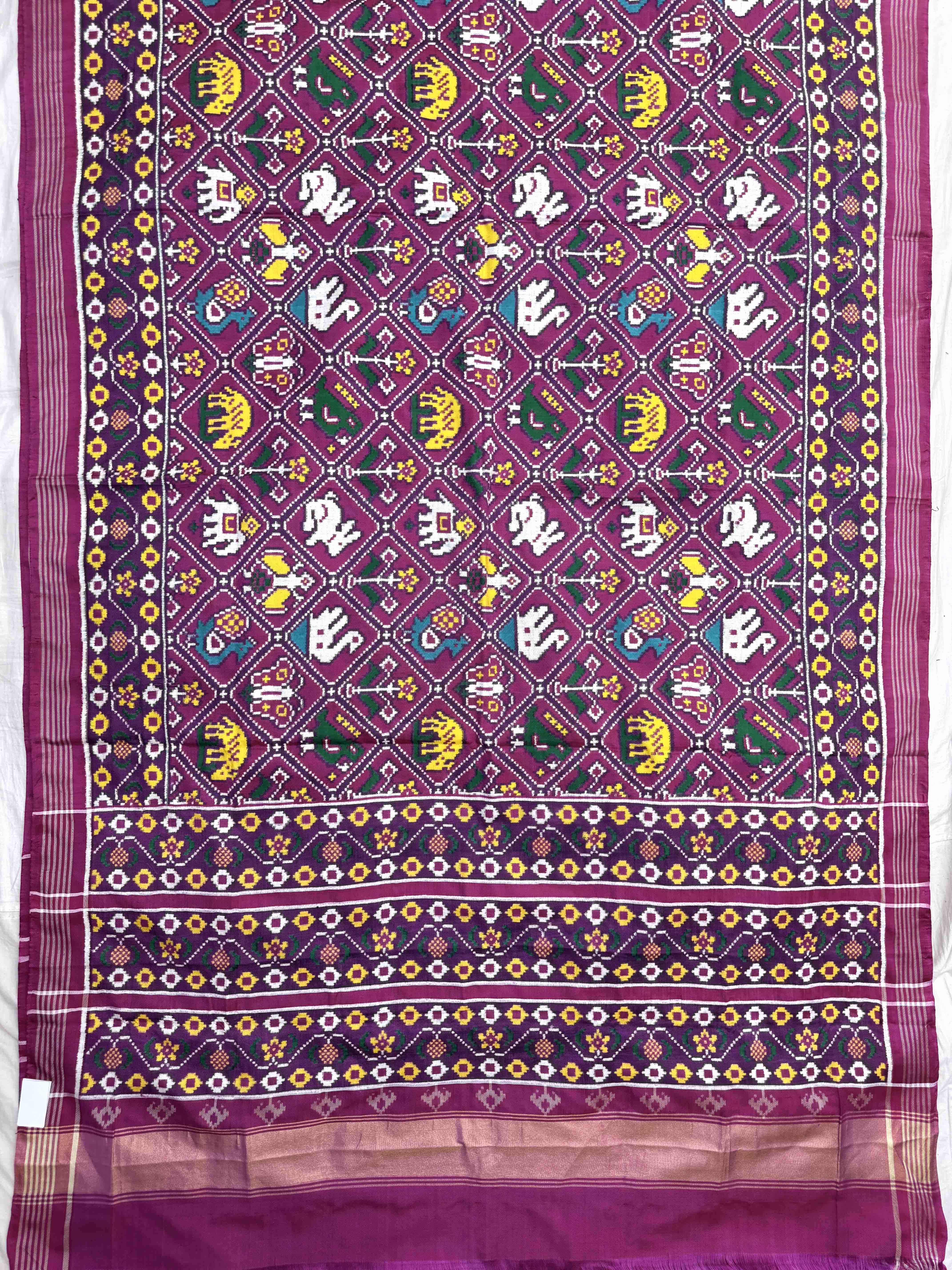 Purple Small Narikunj Double Ikat Patan Patola Saree