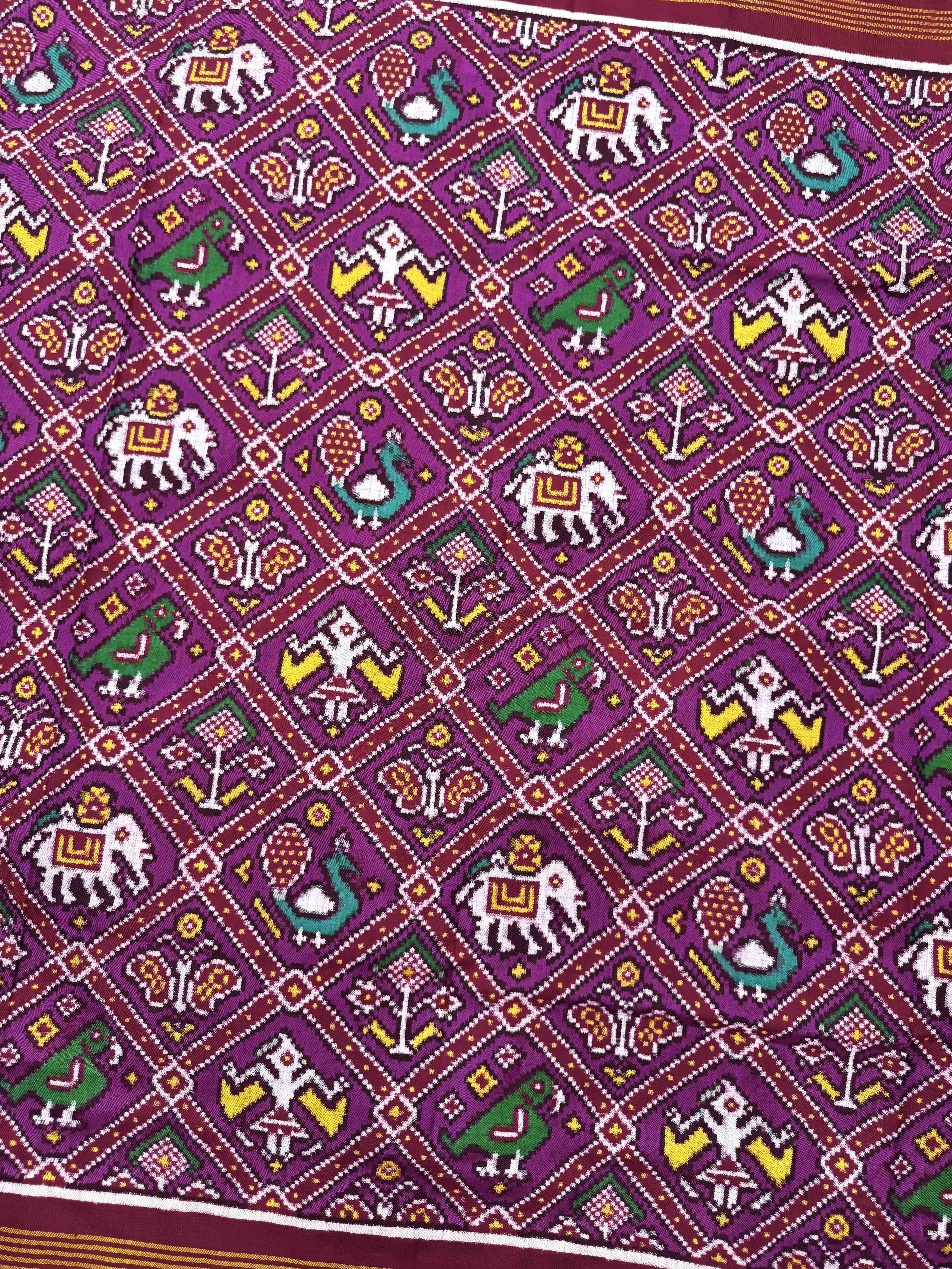 Dark Park & Magenga Narikunj Double Ikat Patan Patola Saree