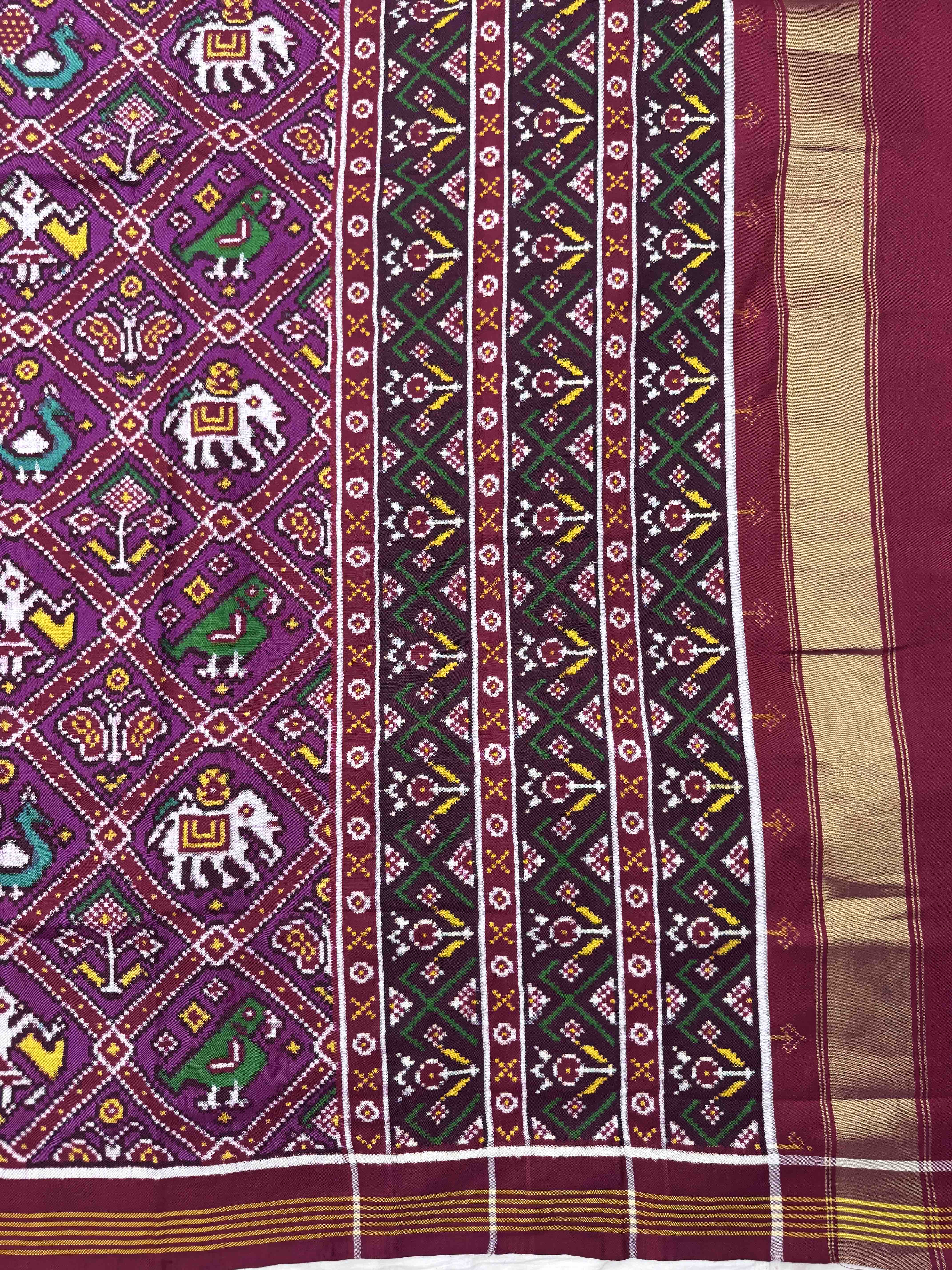 Dark Park & Magenga Narikunj Double Ikat Patan Patola Saree