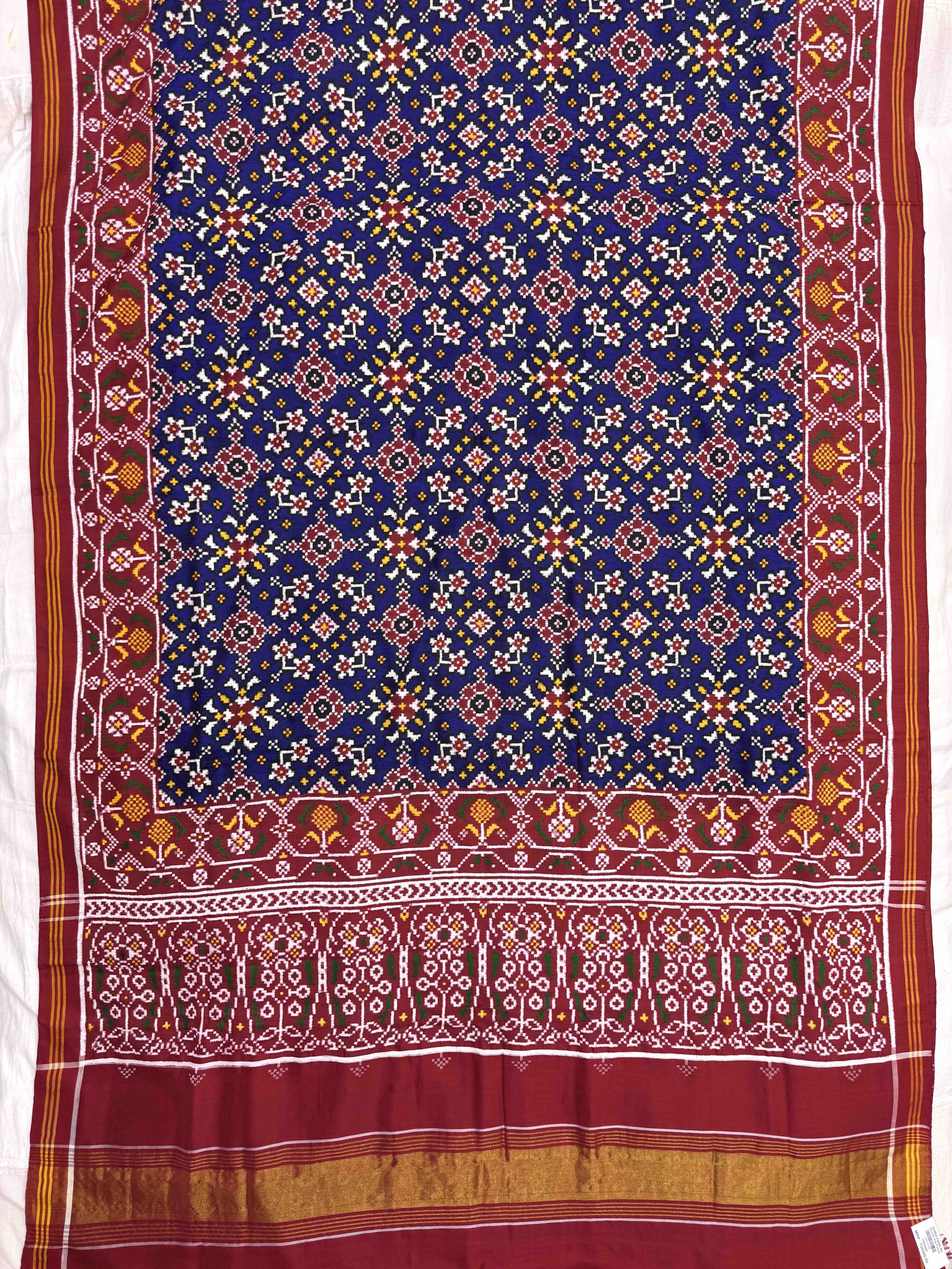 Red & Blue Navratan Double Ikat Patan Patola Saree