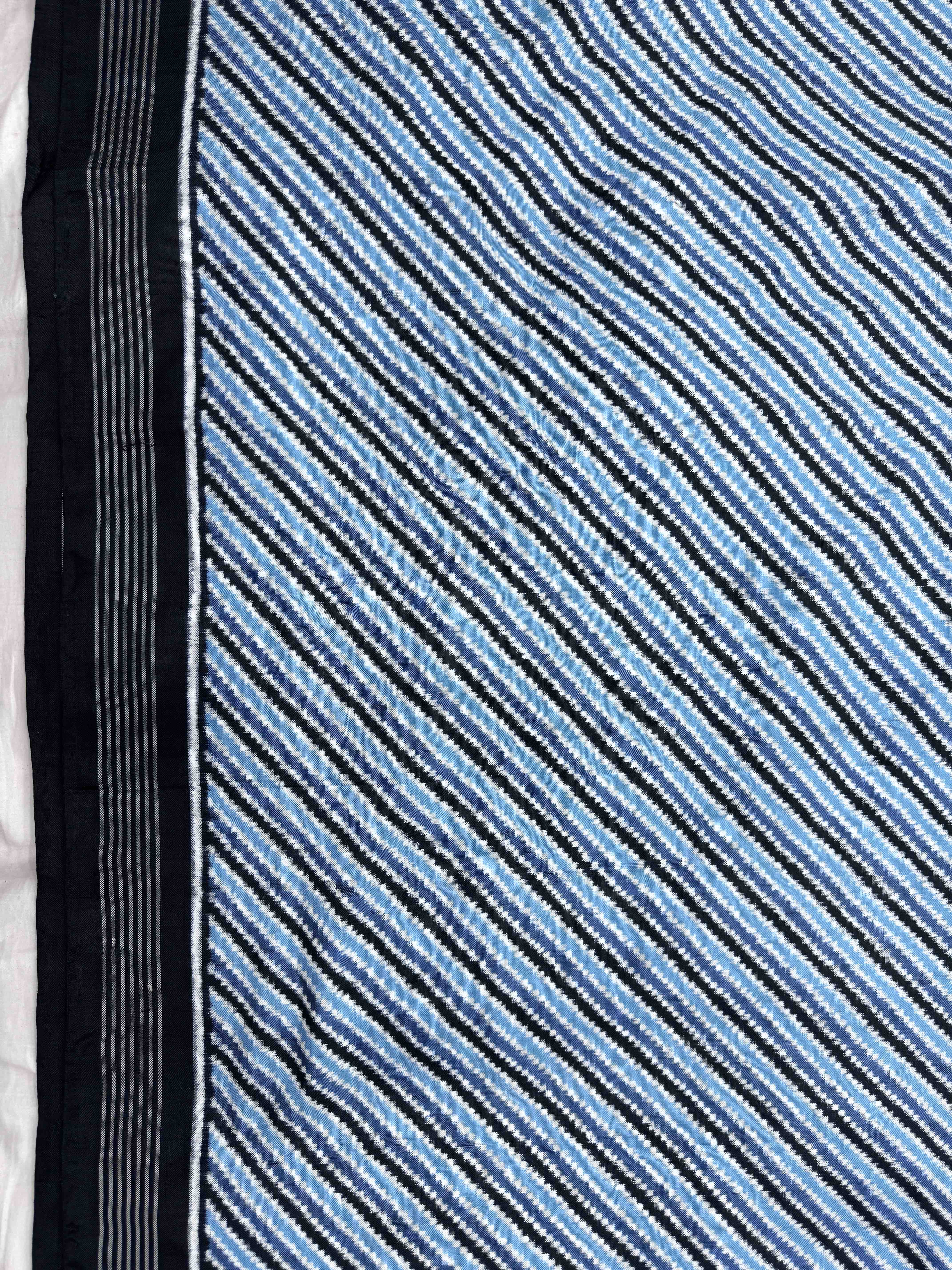 Grey & Sky Blue Lining Double Ikat Patan Patola Saree