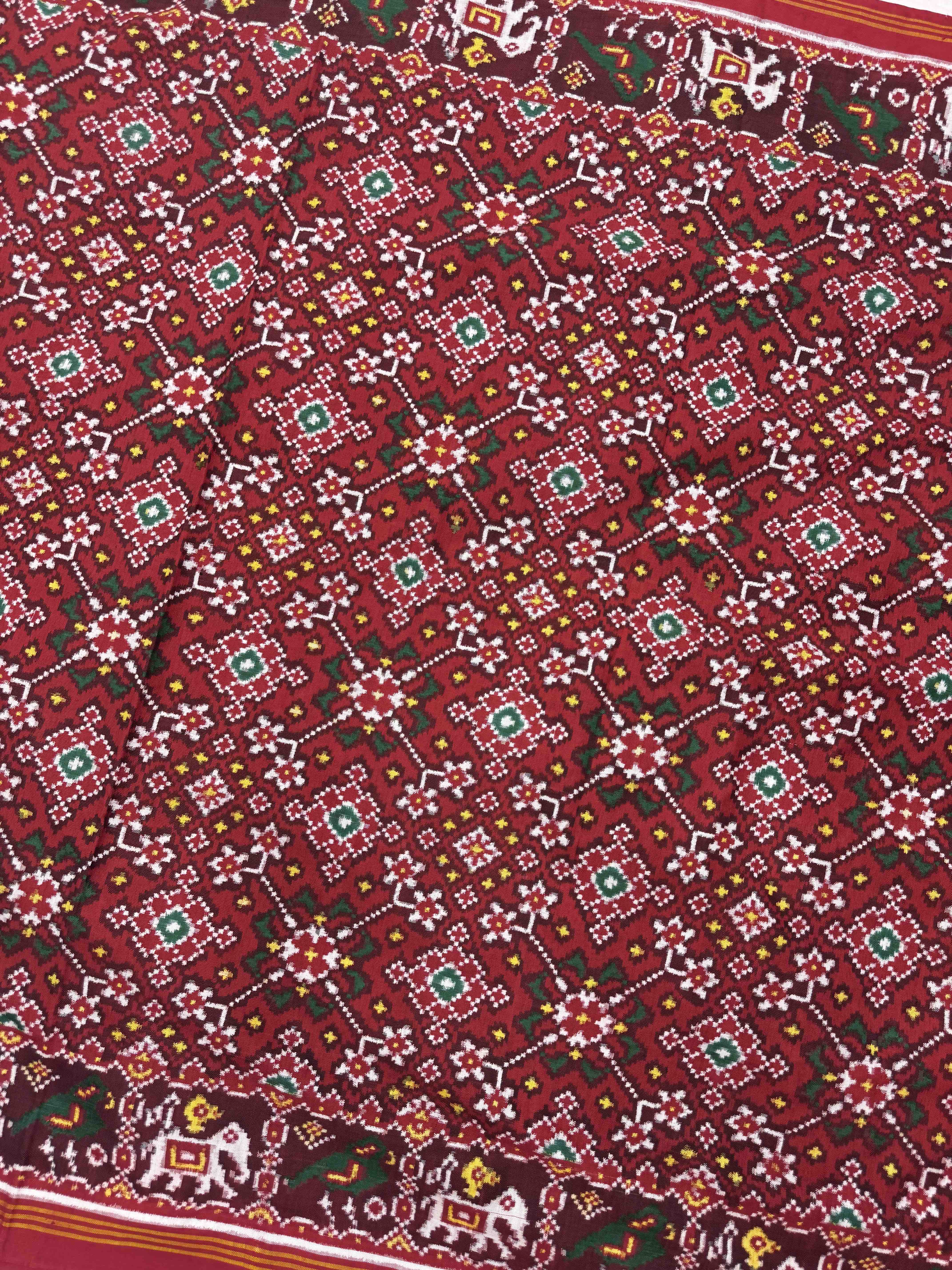 Red Navratan Double Ikat Patan Patola Saree