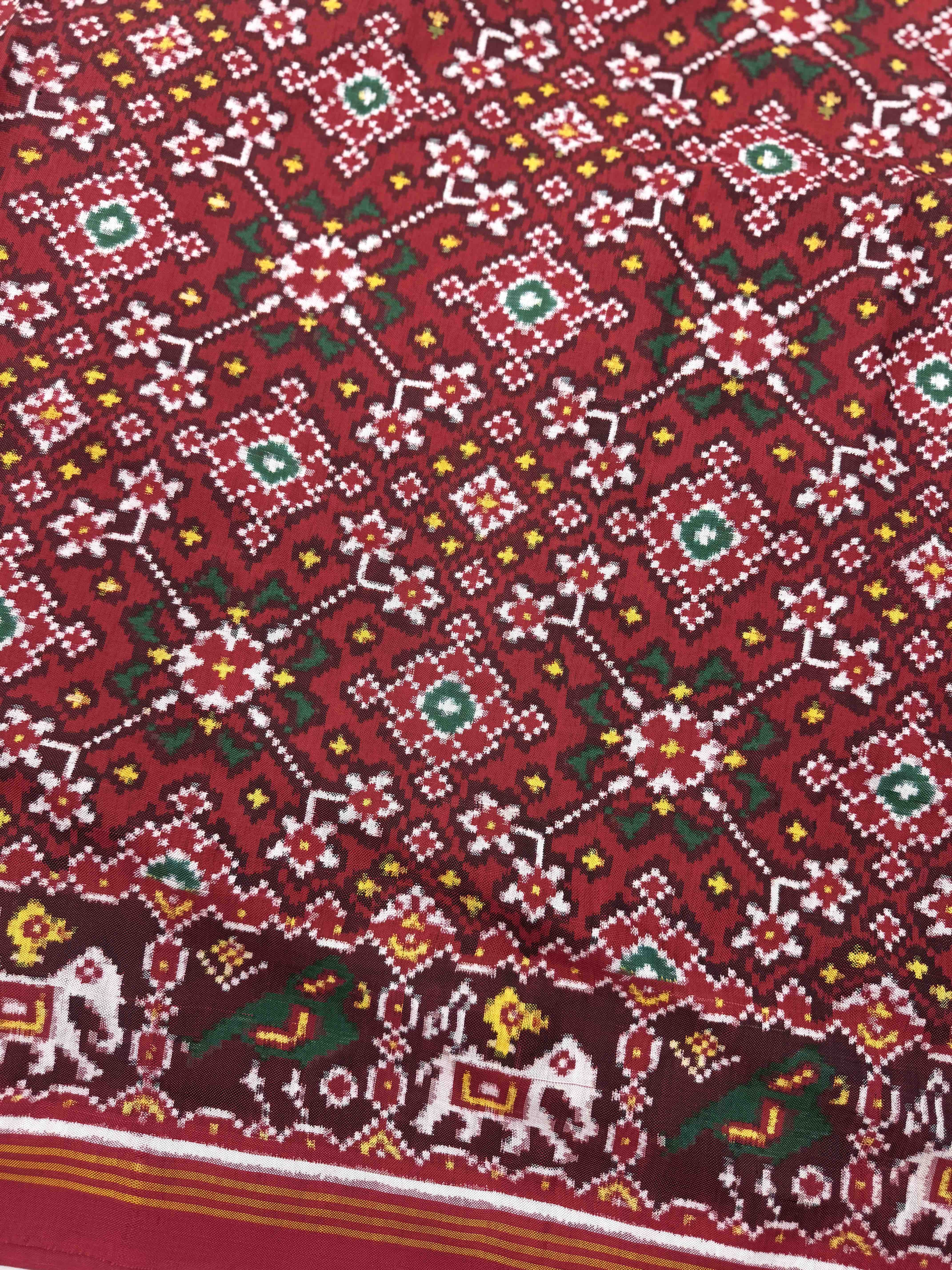 Red Navratan Double Ikat Patan Patola Saree