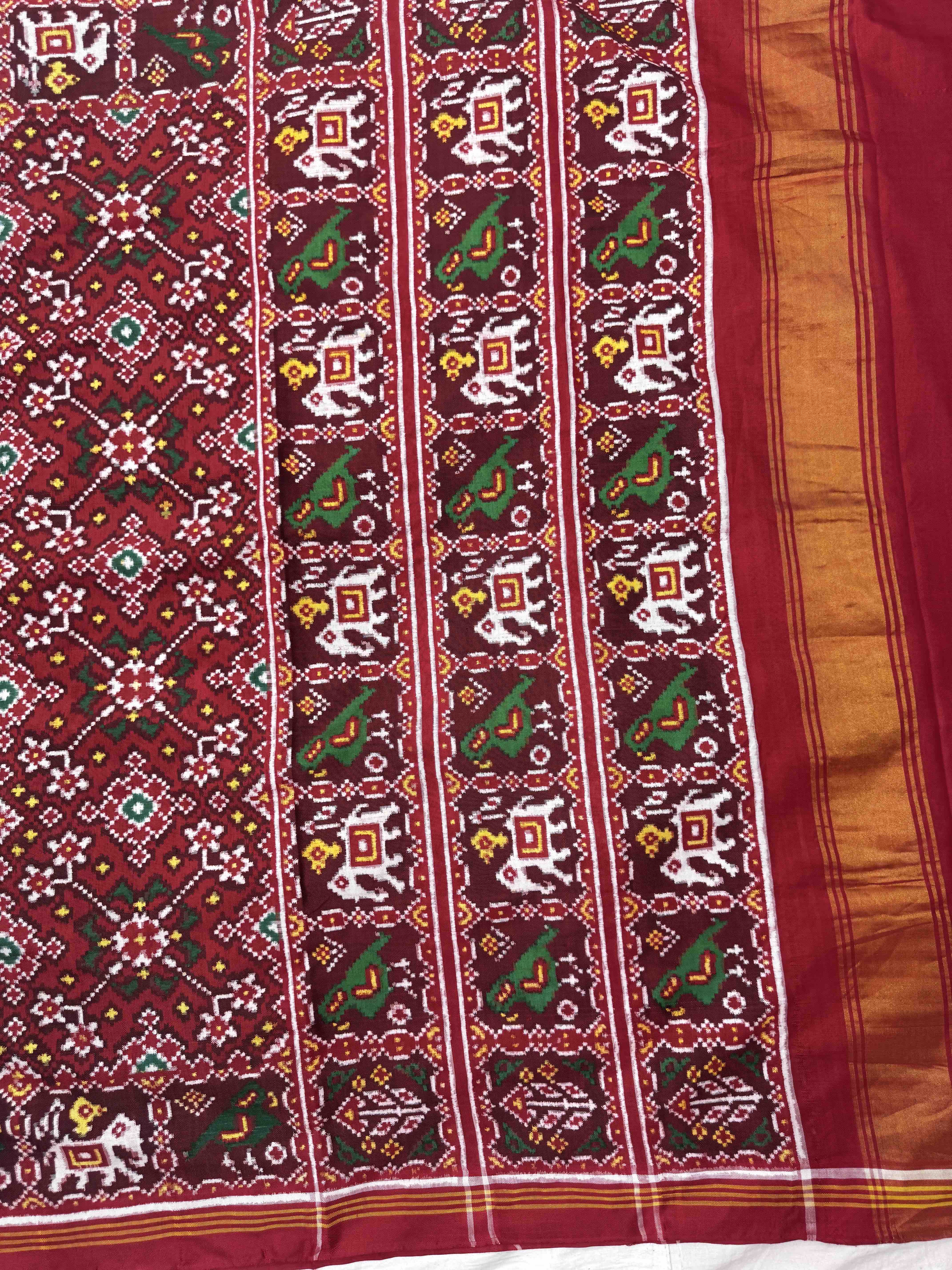 Red Navratan Double Ikat Patan Patola Saree