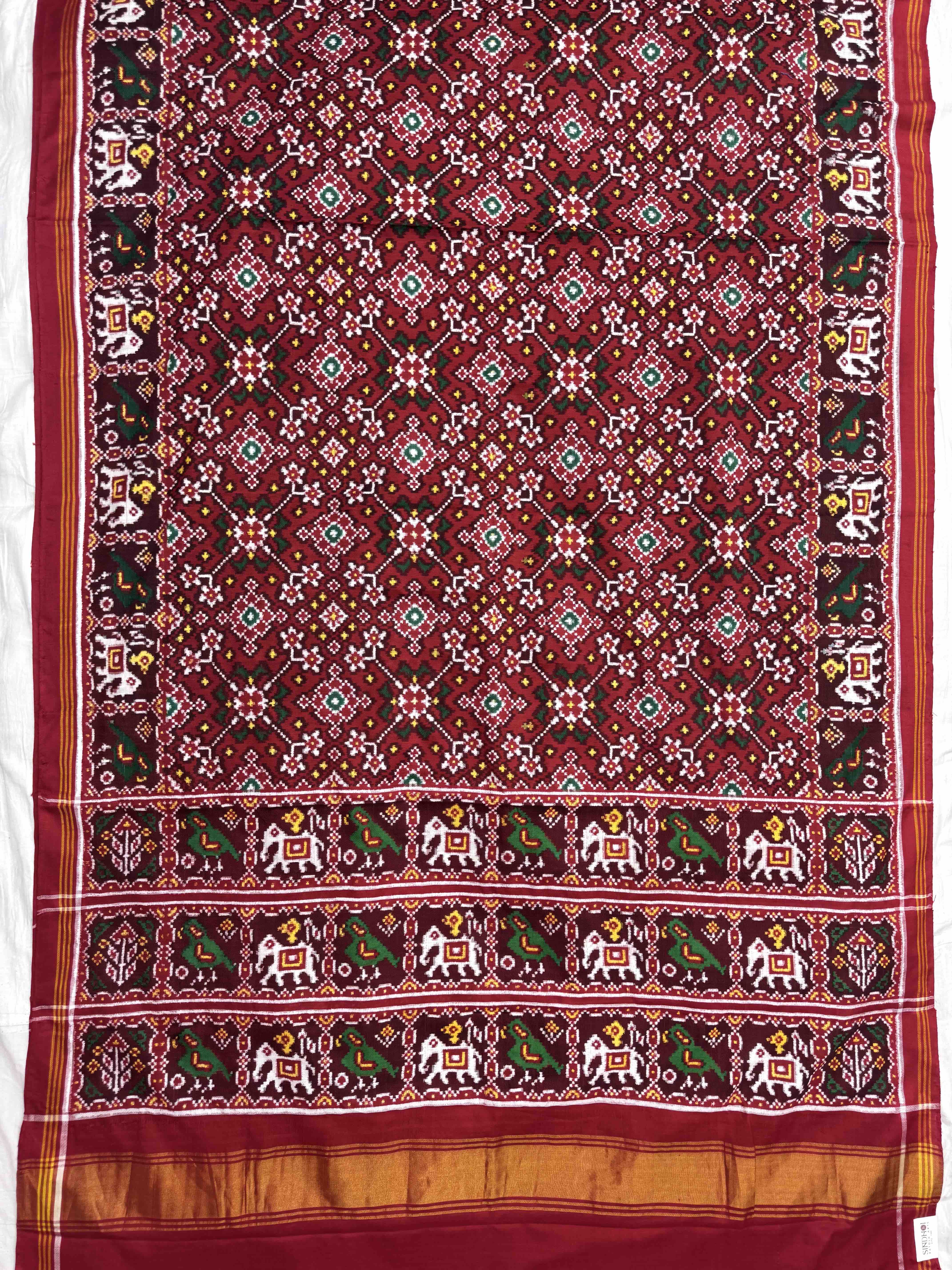 Red Navratan Double Ikat Patan Patola Saree
