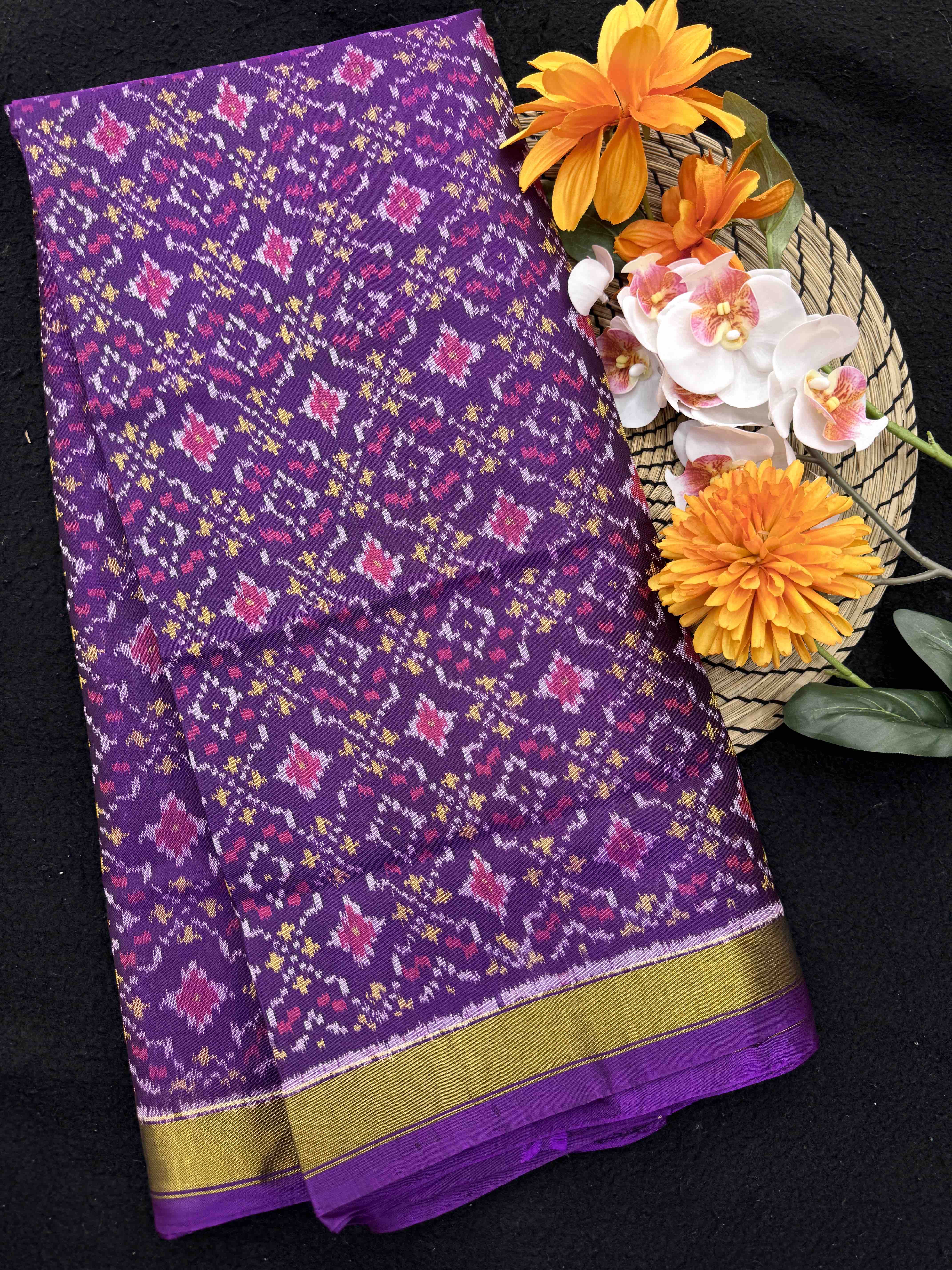 Purple Buttonful Rajkot Patola Saree