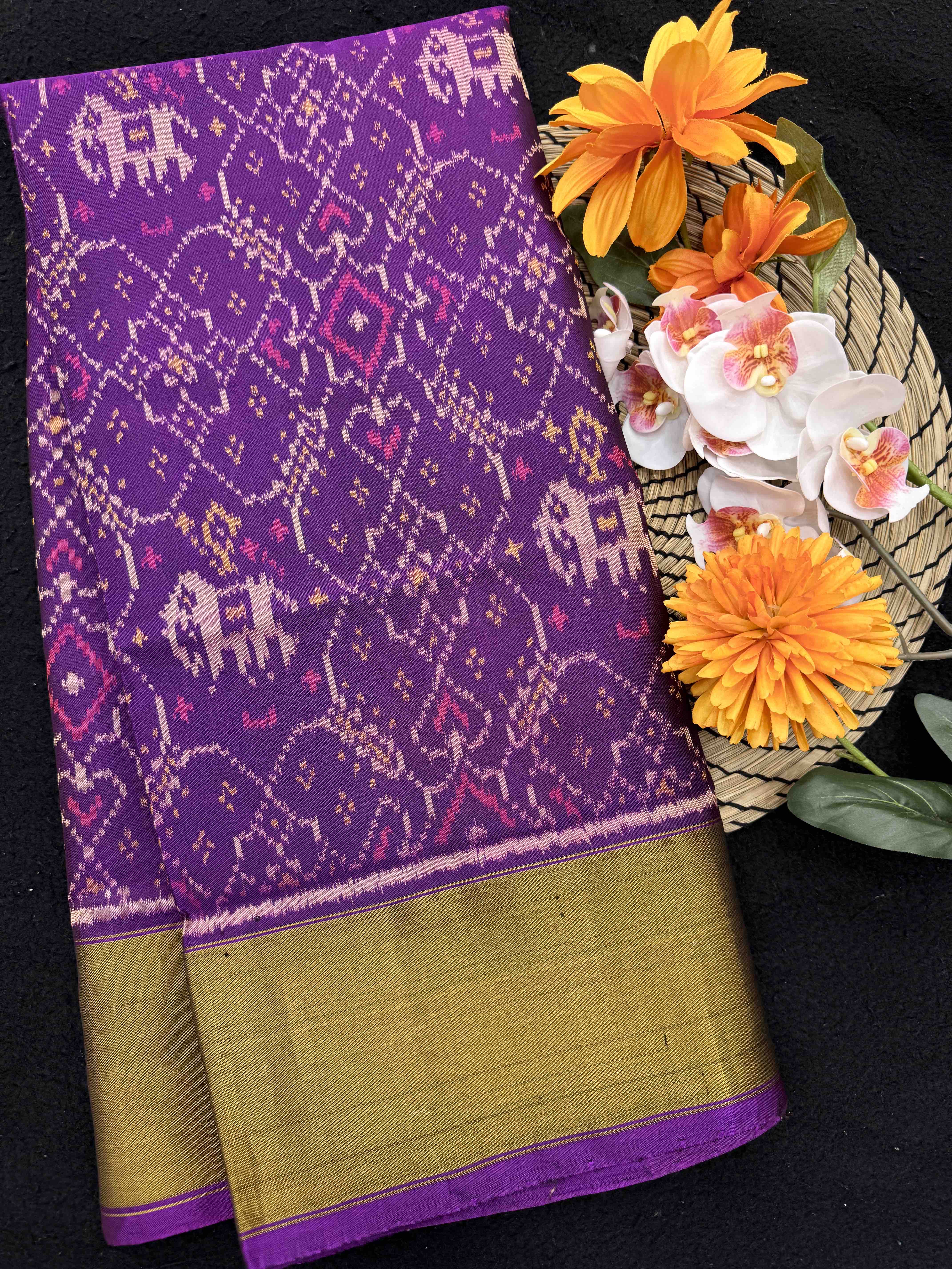 Purple Manekchowk Elephant Rajkot Patola Saree