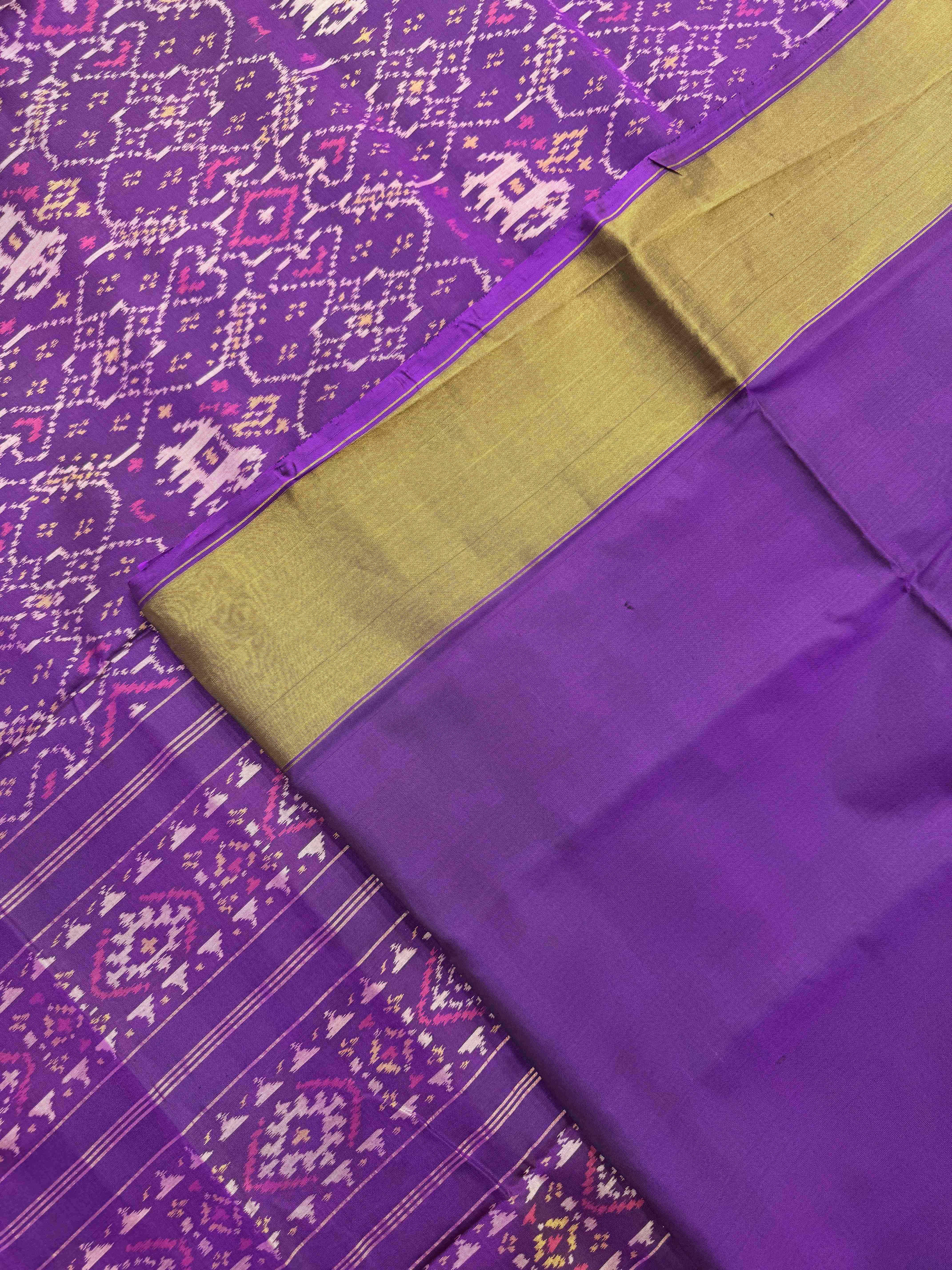 Purple Manekchowk Elephant Rajkot Patola Saree