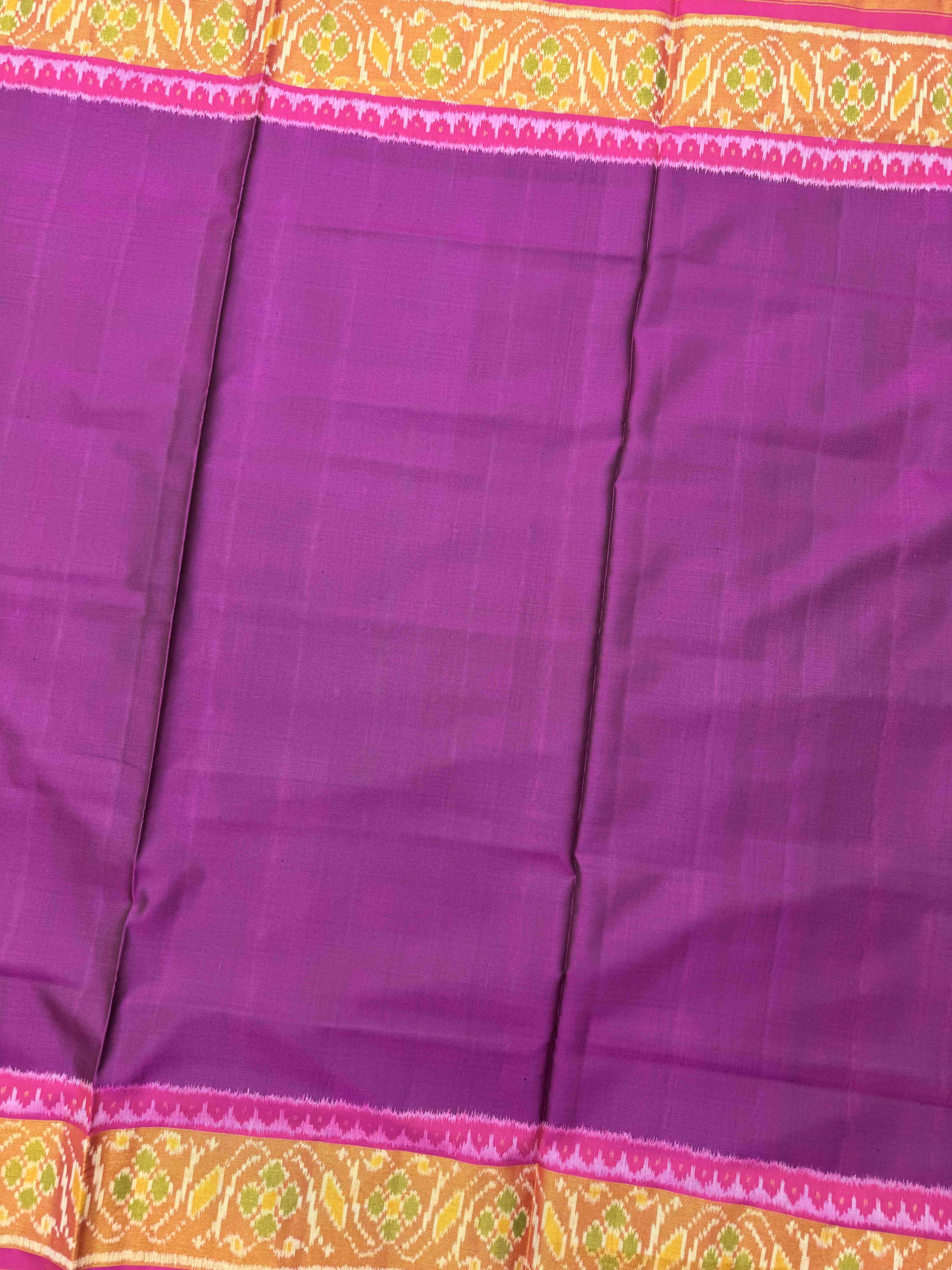 Pink & Purple Plain Manekchowk Half Half Rajkot Patola Saree