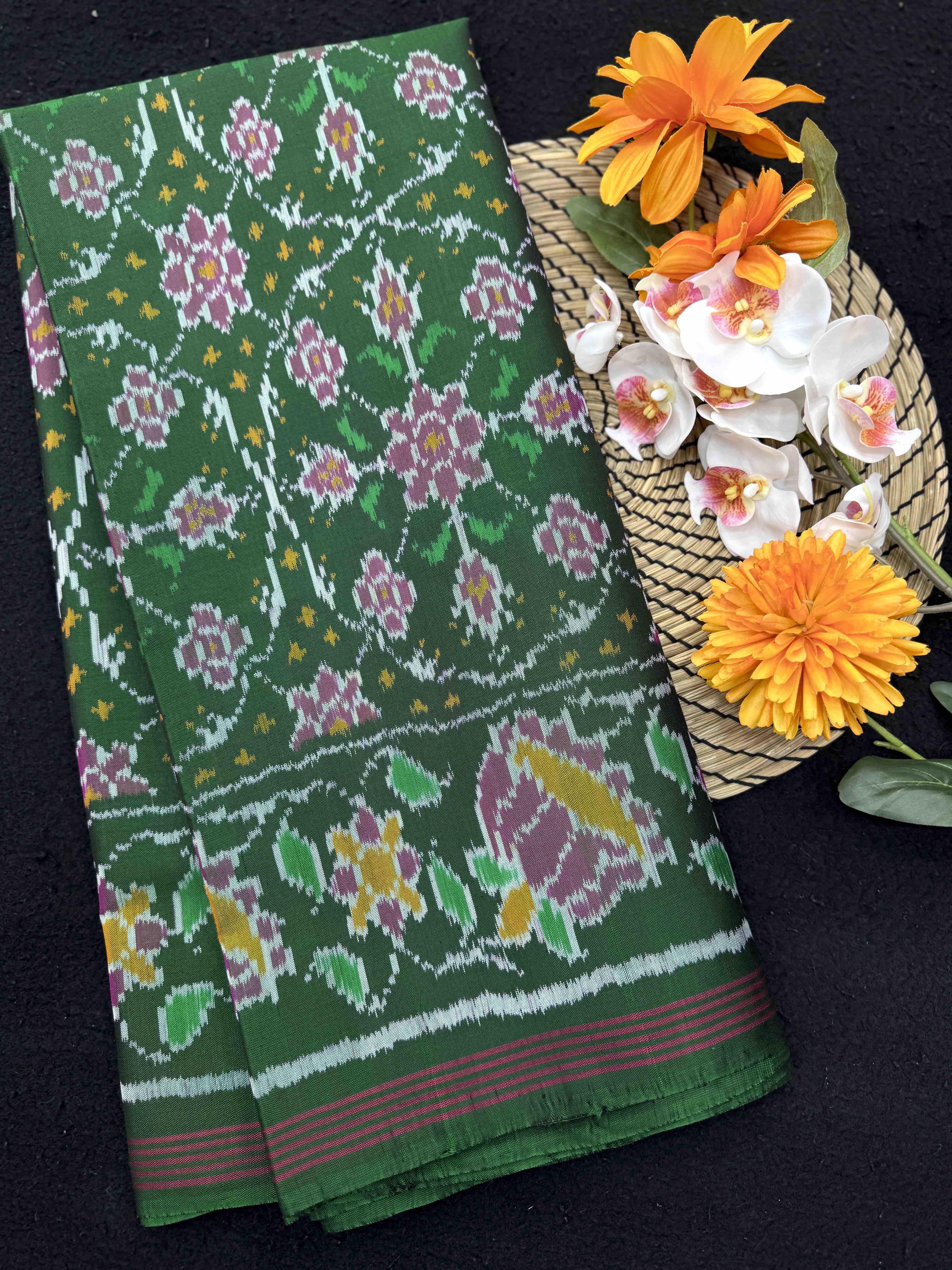 Green Chhabdi Single Ikat Patan Patola Saree