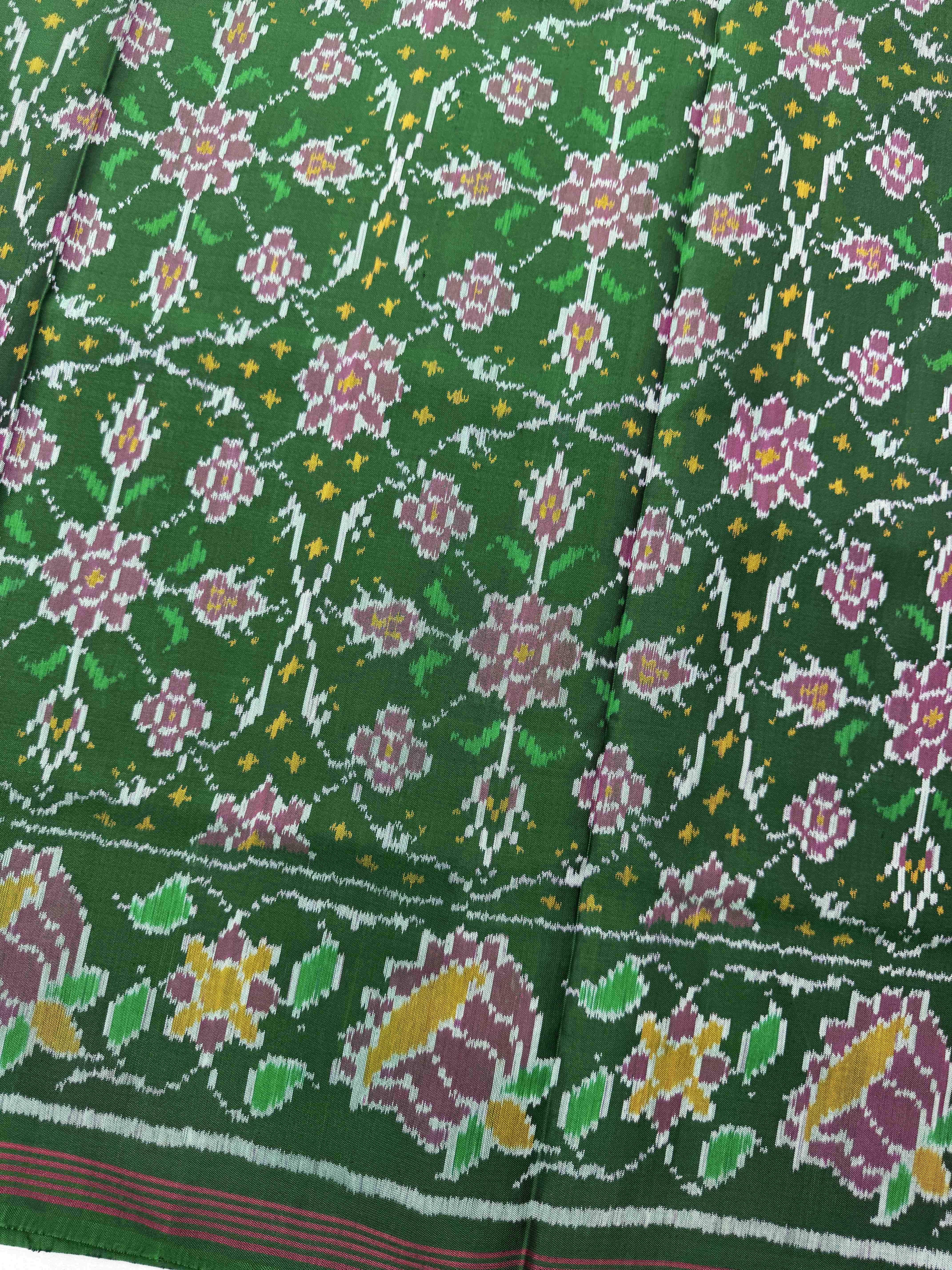 Green Chhabdi Single Ikat Patan Patola Saree