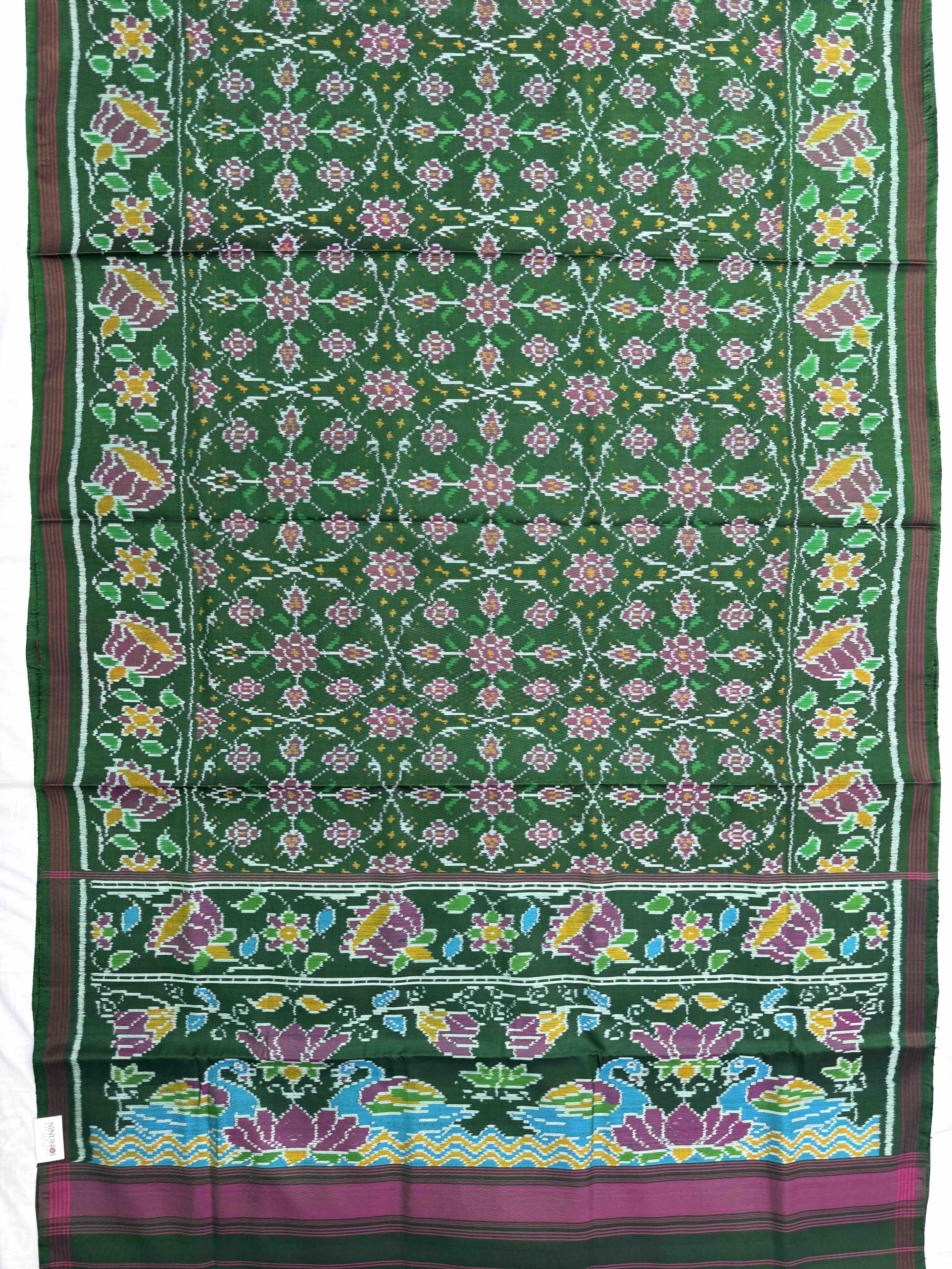 Green Chhabdi Single Ikat Patan Patola Saree