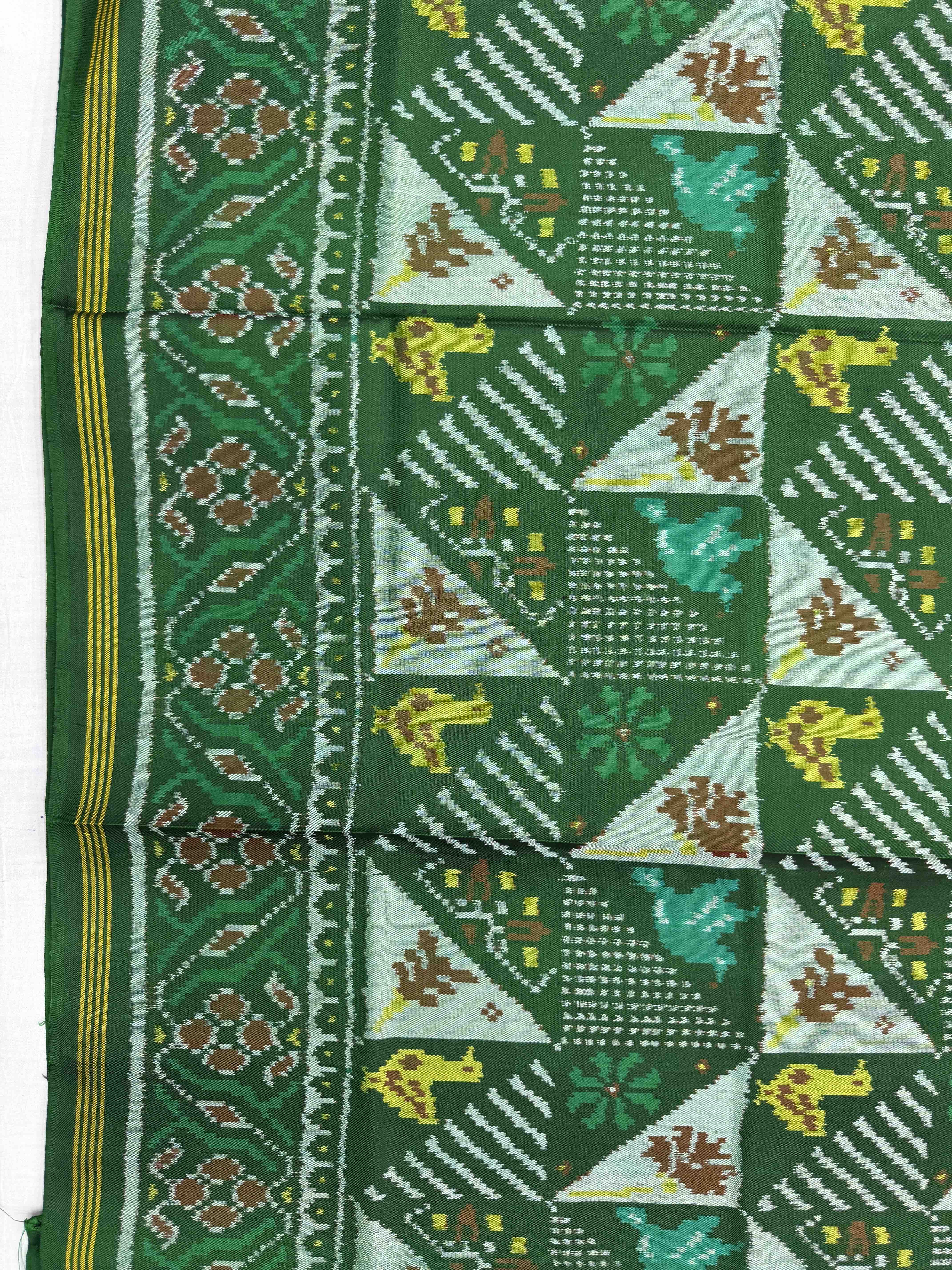 Green Small Narikunj Fancy Single Ikat Patan Patola Saree