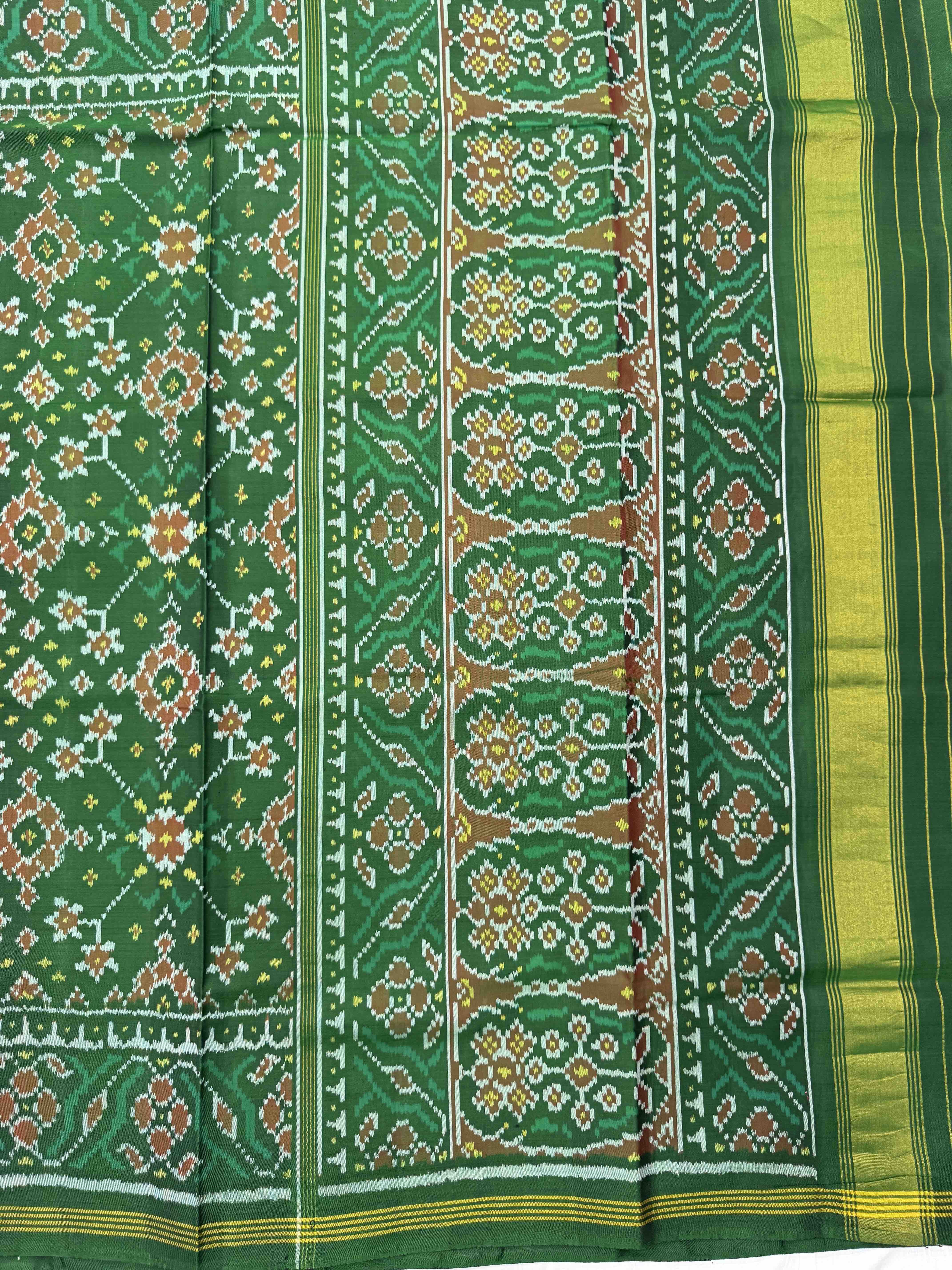 Green Navratan Single Ikat Patan Patola Saree