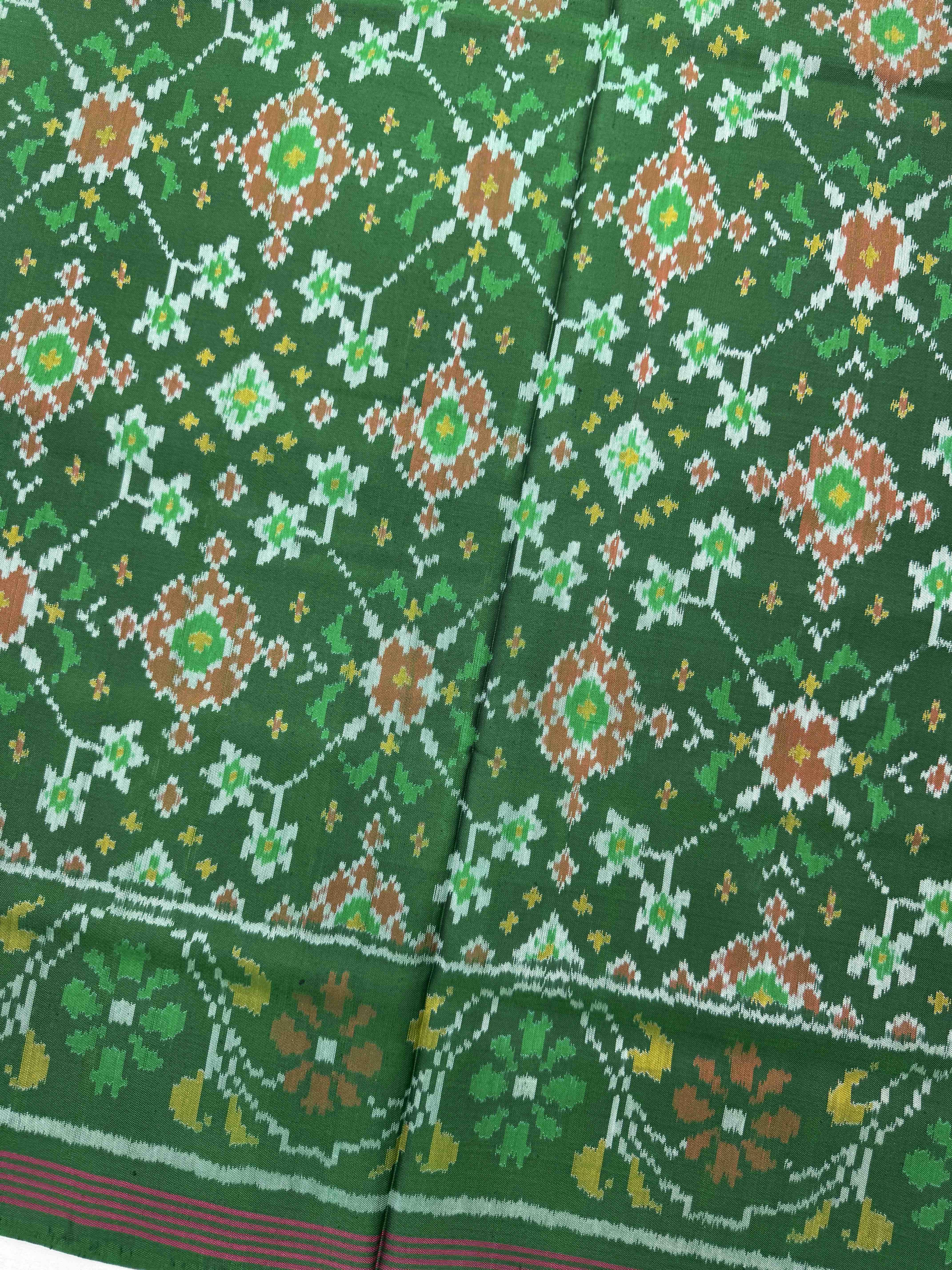 Green Navratan Single Ikat Patan Patola Saree