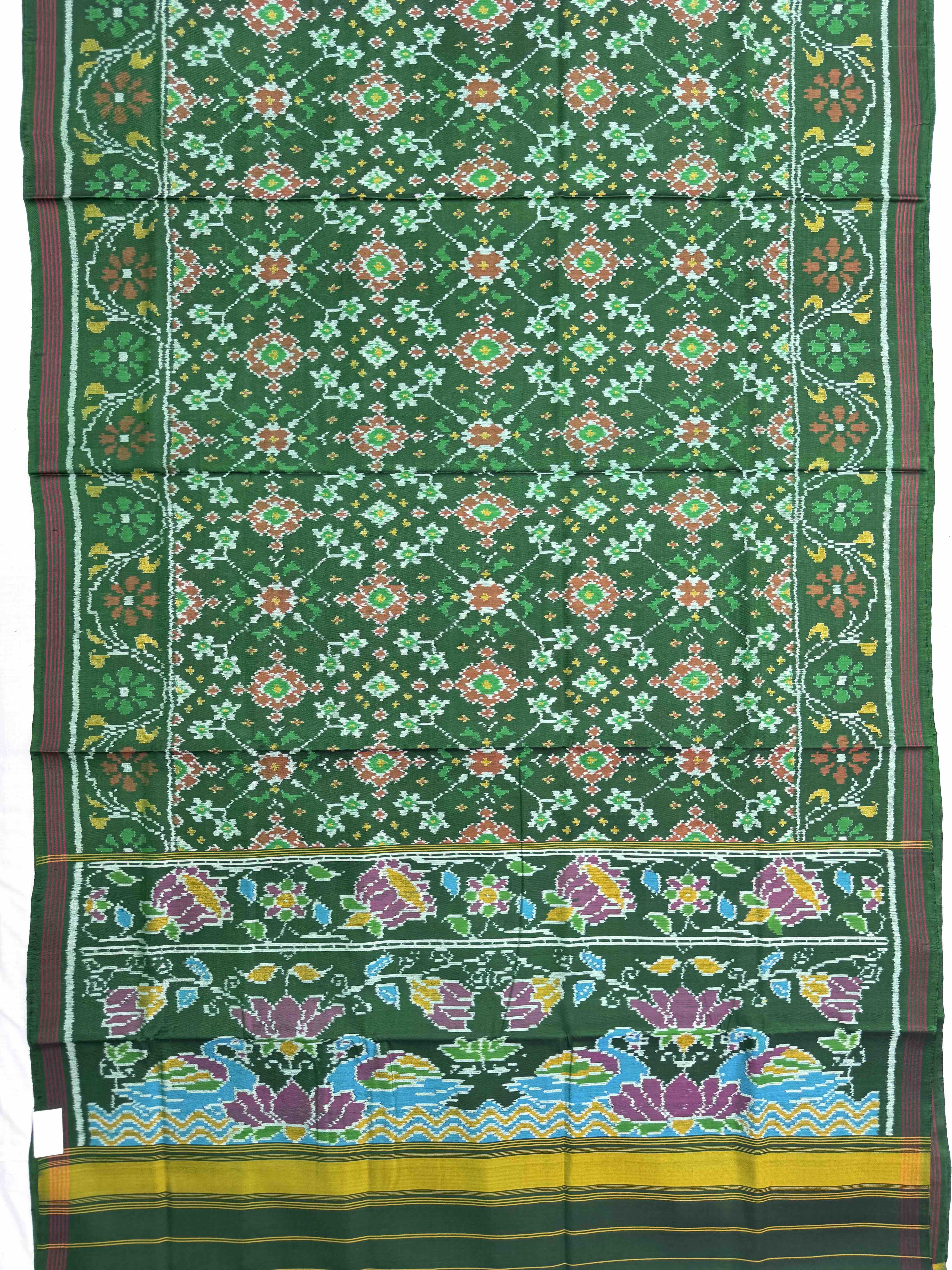 Green Navratan Single Ikat Patan Patola Saree