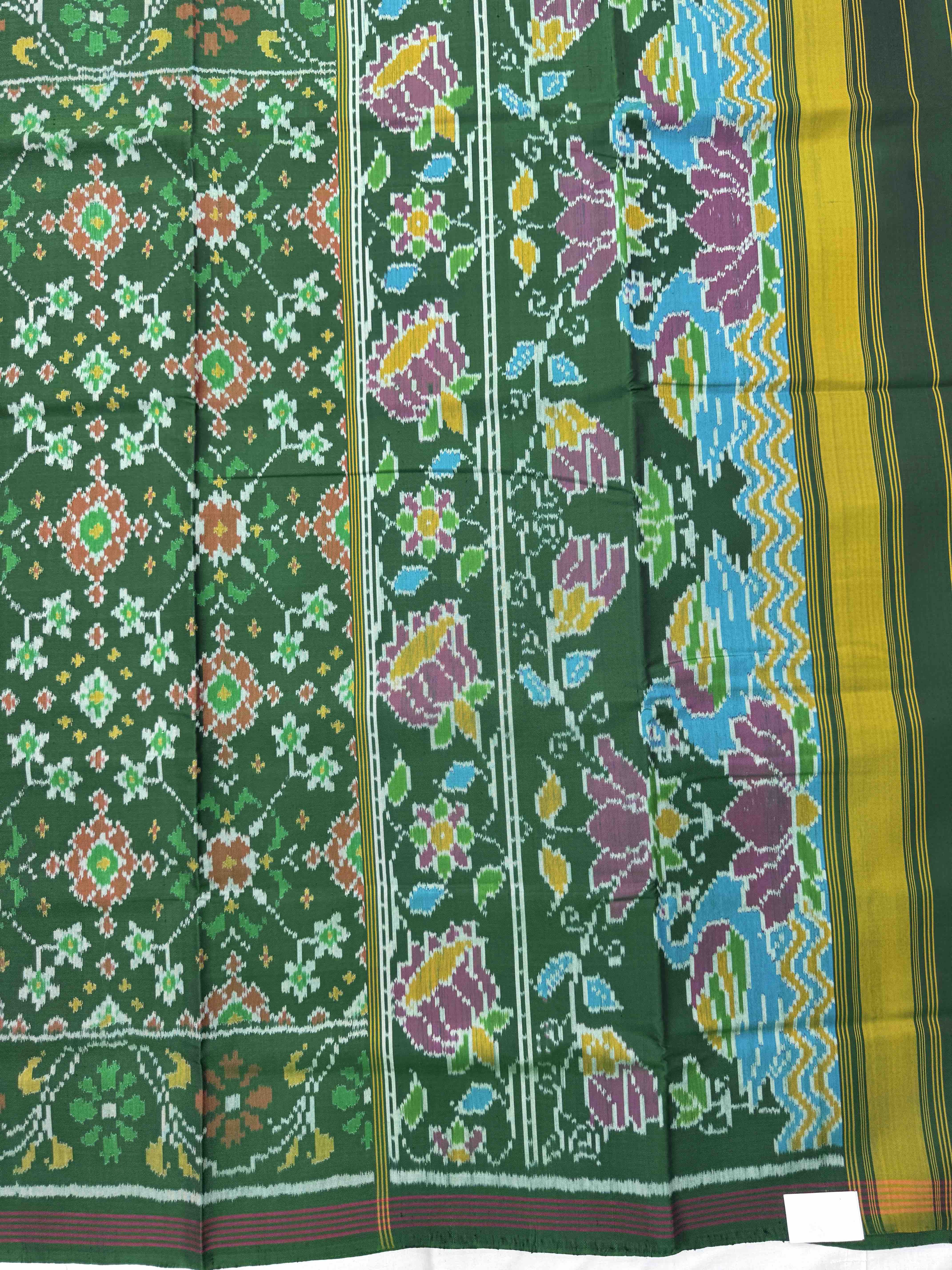 Green Navratan Single Ikat Patan Patola Saree