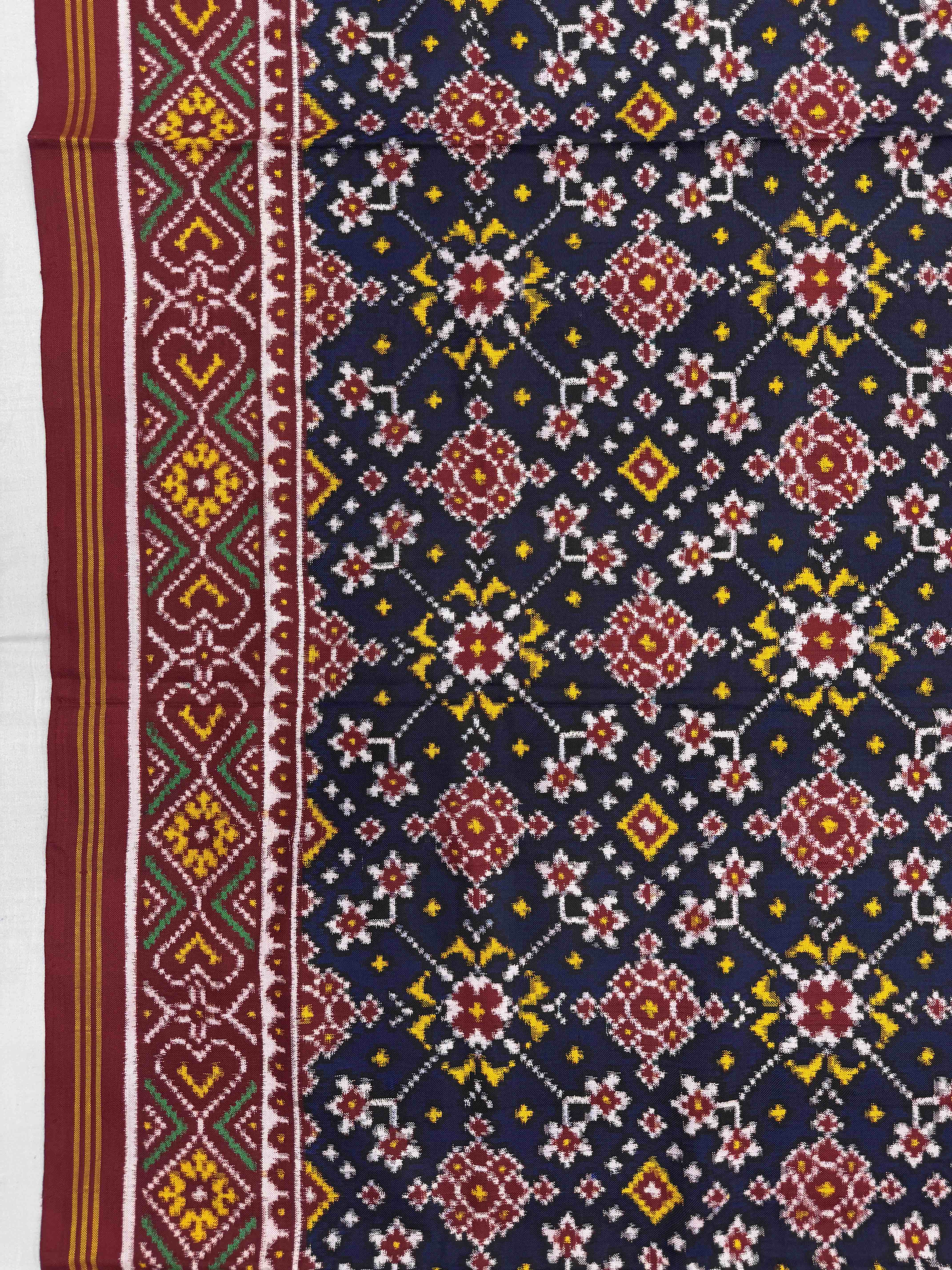 Maroon & Dark Blue Navratan Double Ikat Patan Patola Saree