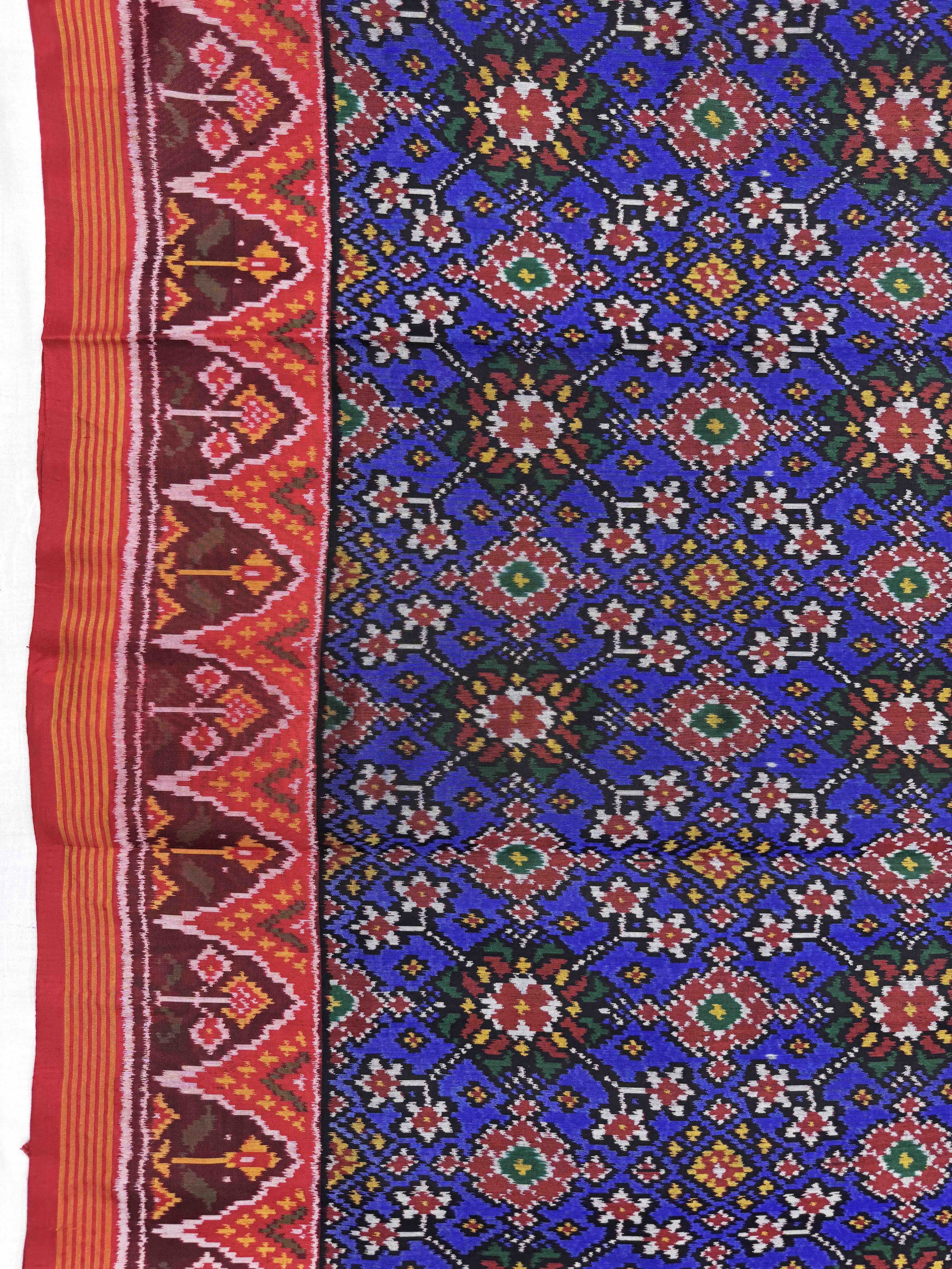 Red & Blue Navratan Single Ikat Patan Patola Saree