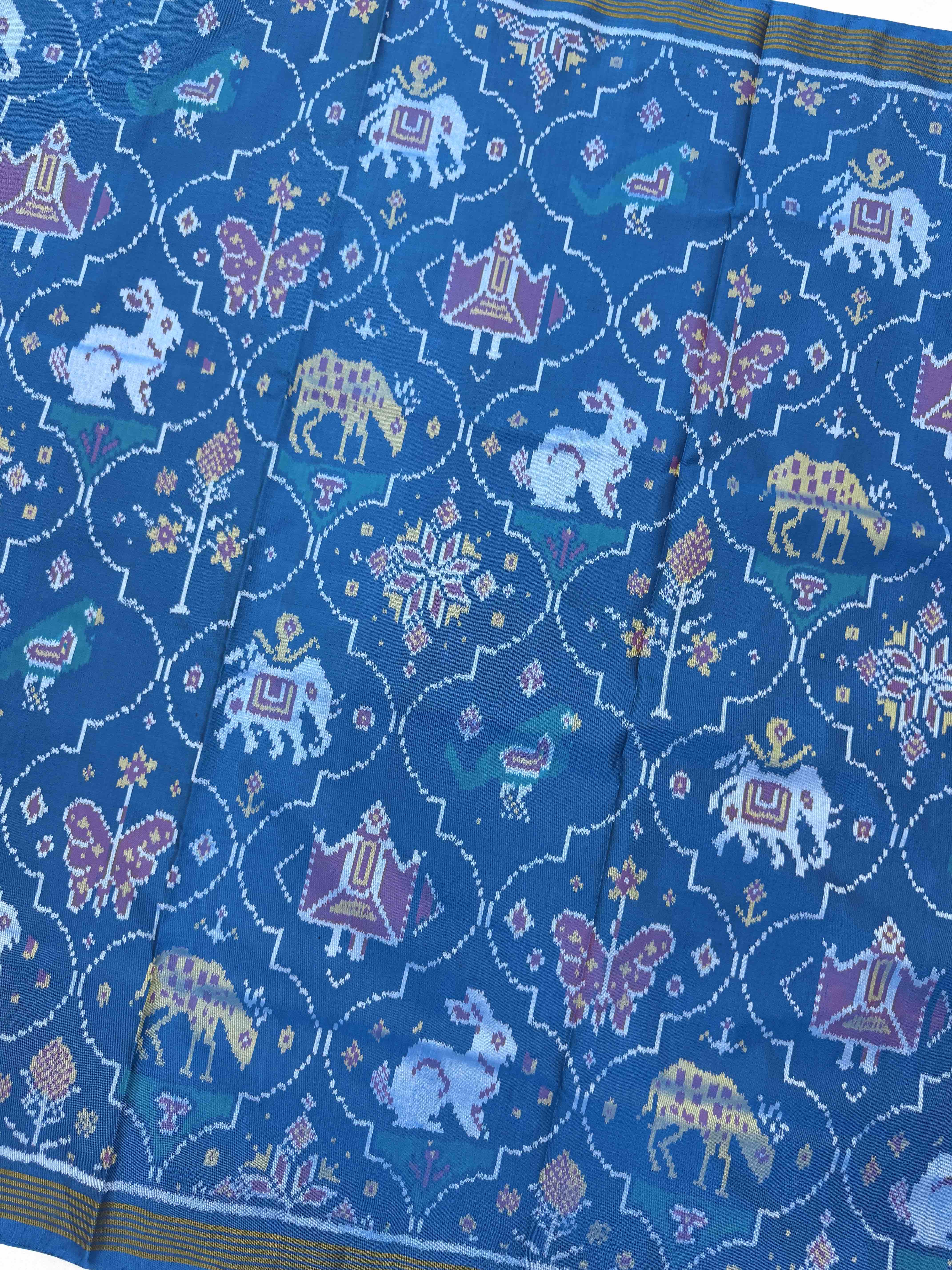 Light Blue Narikunj Matka Single Ikat Patan Patola Saree