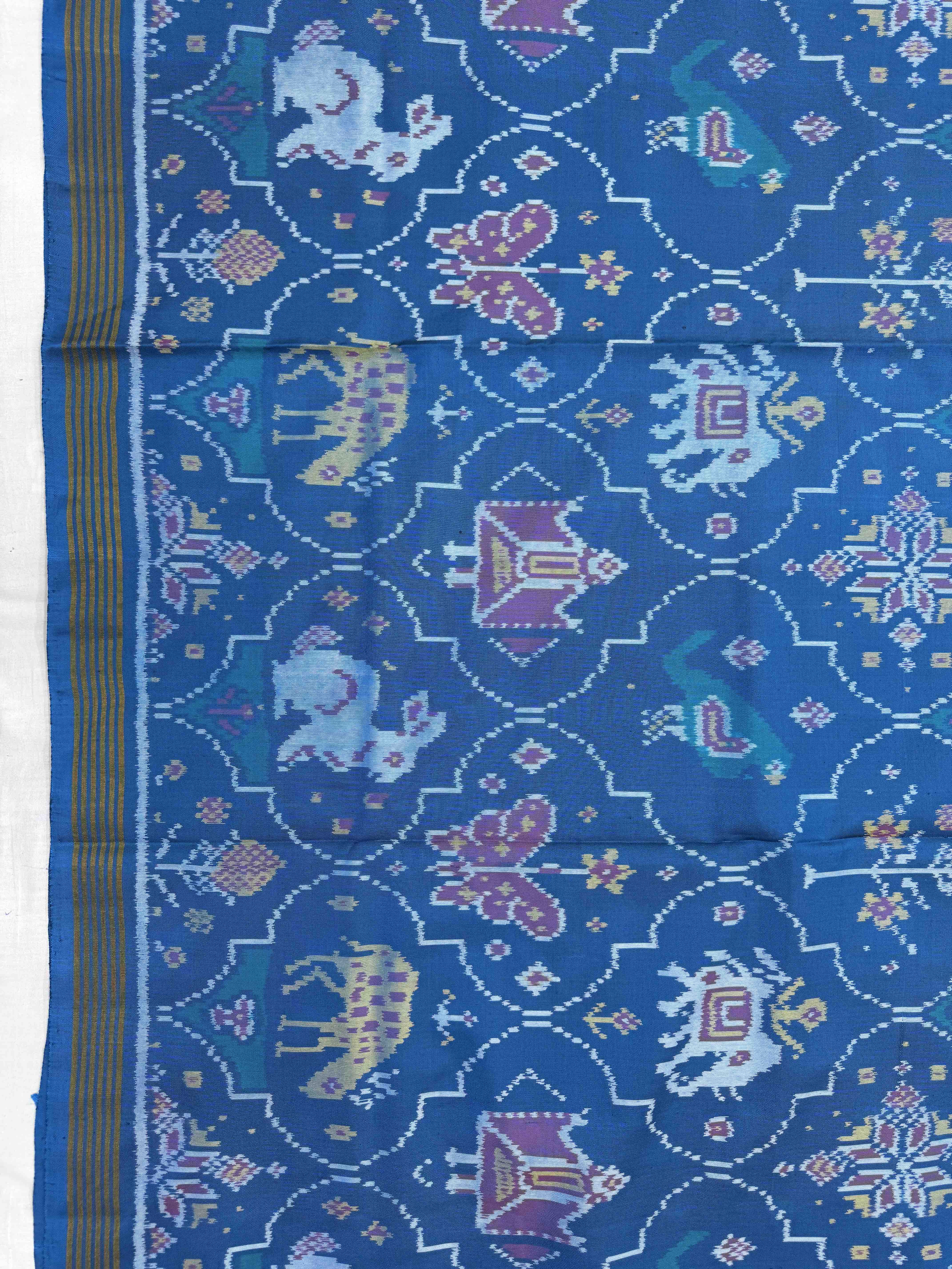 Light Blue Narikunj Matka Single Ikat Patan Patola Saree