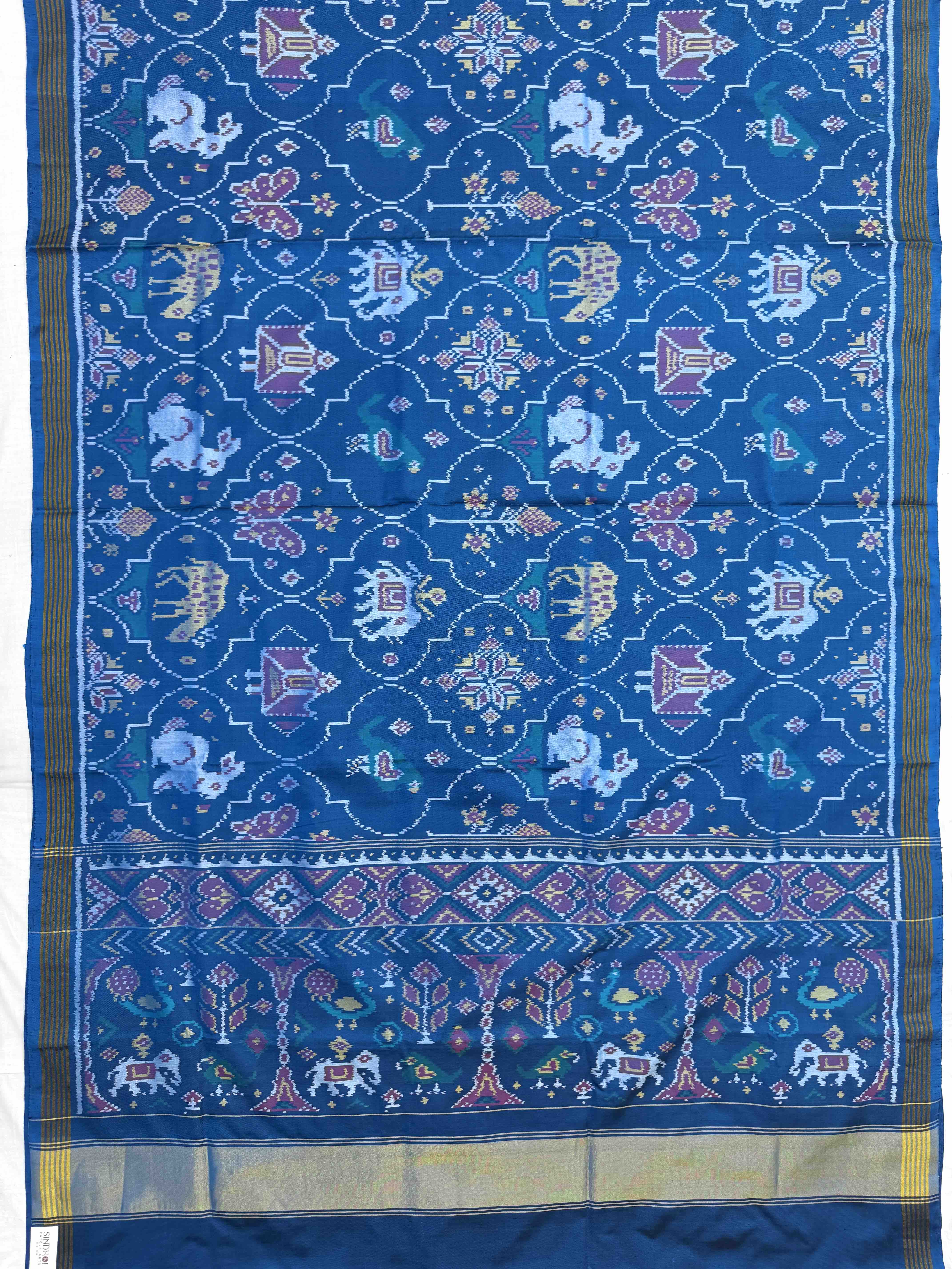 Light Blue Narikunj Matka Single Ikat Patan Patola Saree