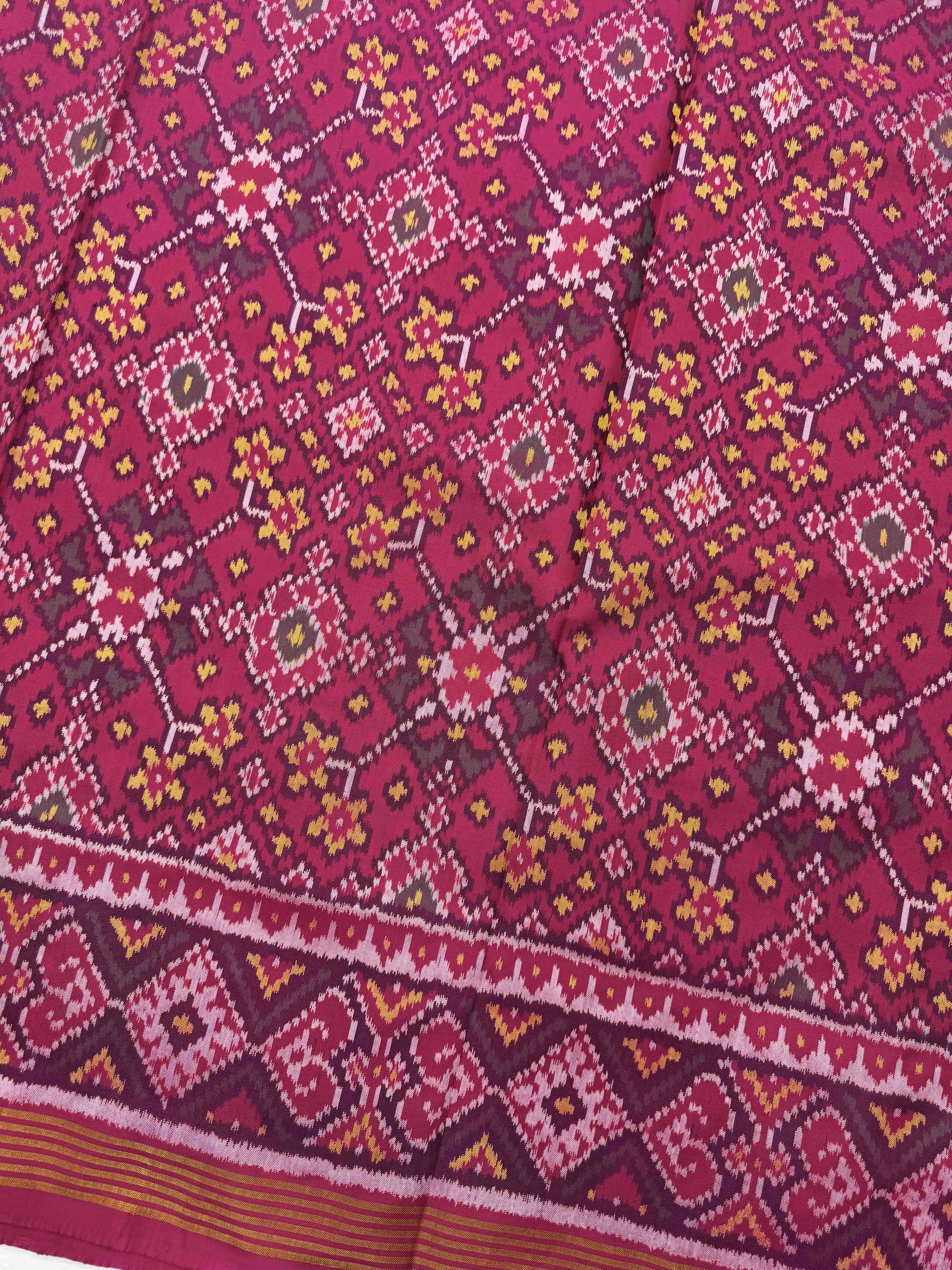 Pink Navratan Single Ikat Patan Patola Saree