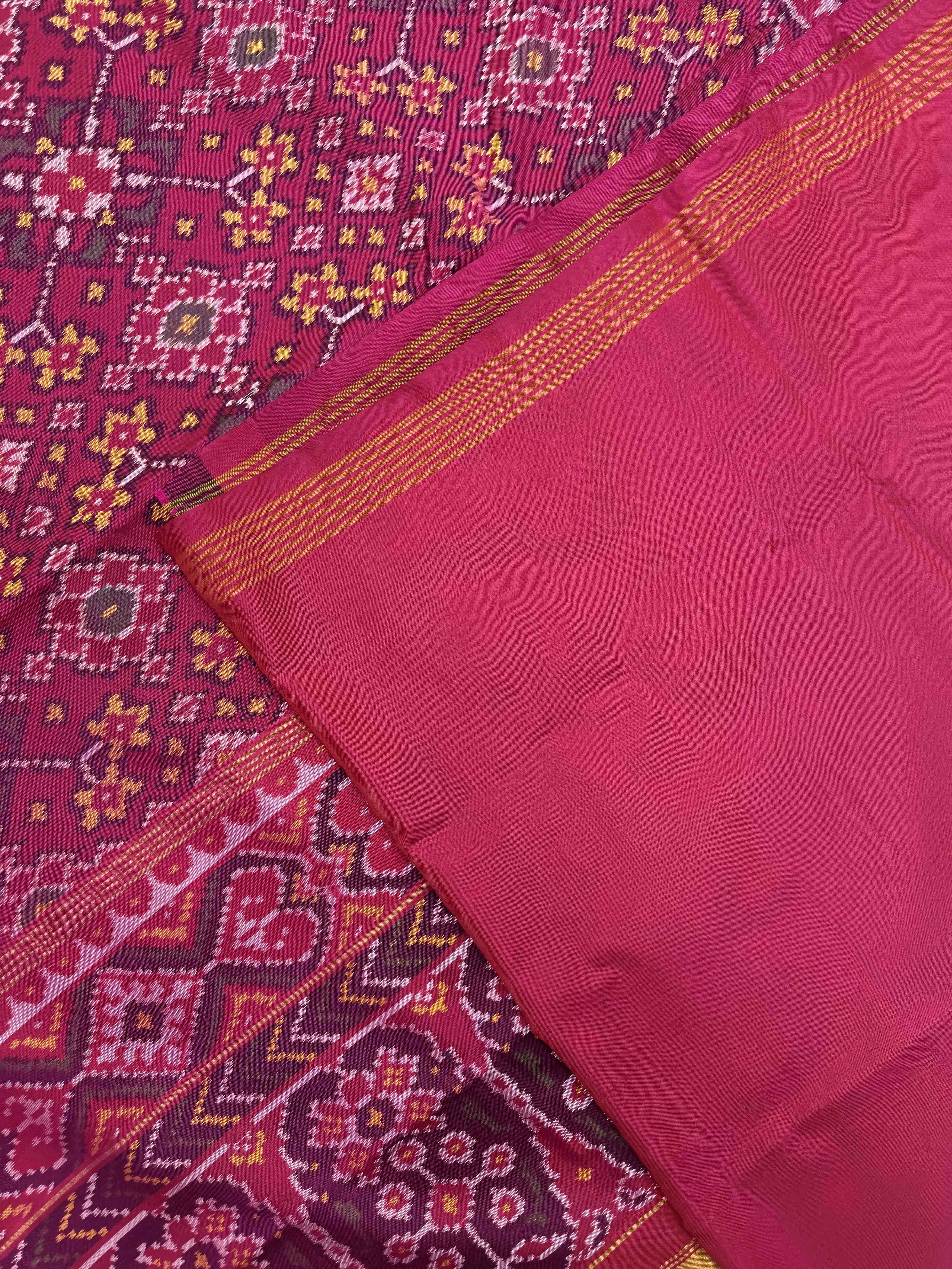 Pink Navratan Single Ikat Patan Patola Saree