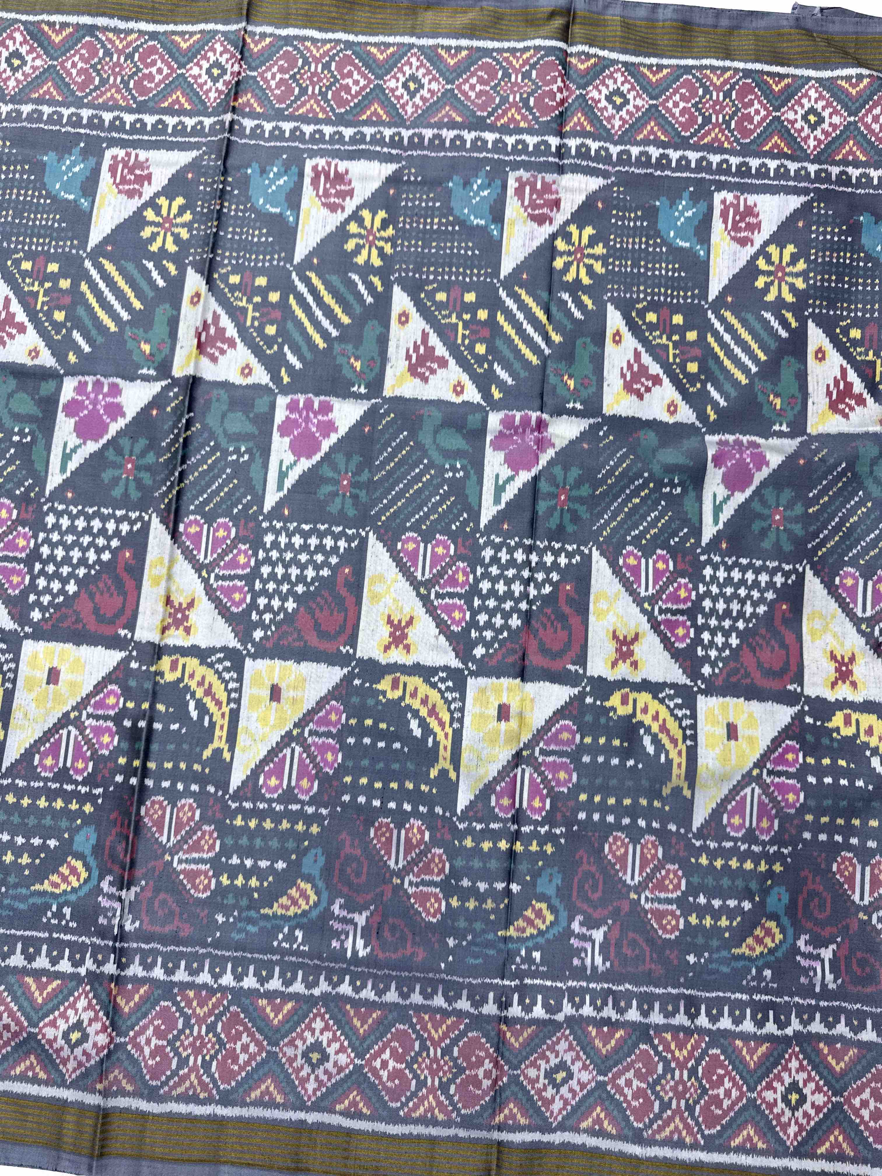 Grey Narikunj Fancy Single Ikat Patan Patola Saree