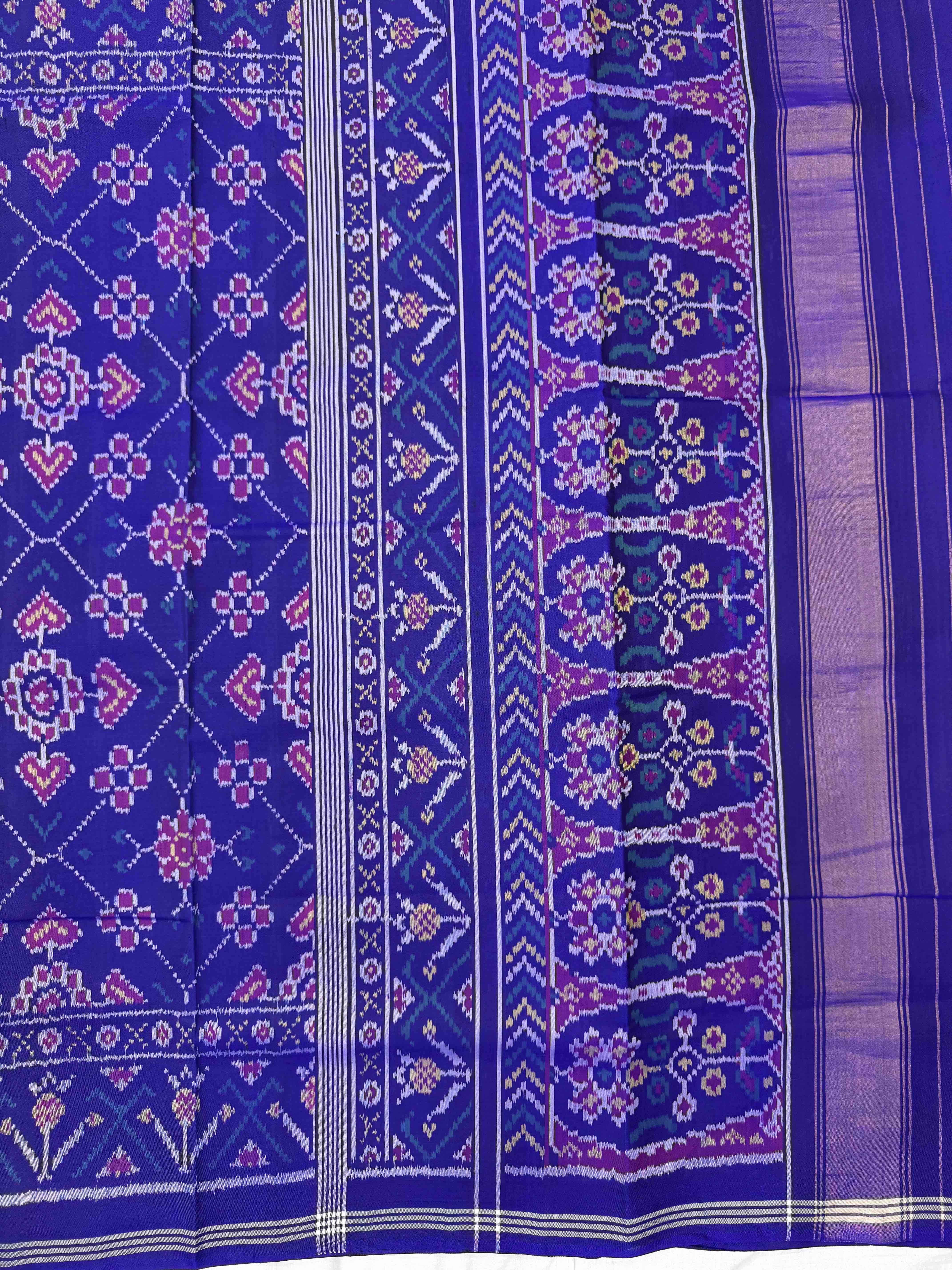 Blue Manekchowk Single Ikat Patan Patola Saree