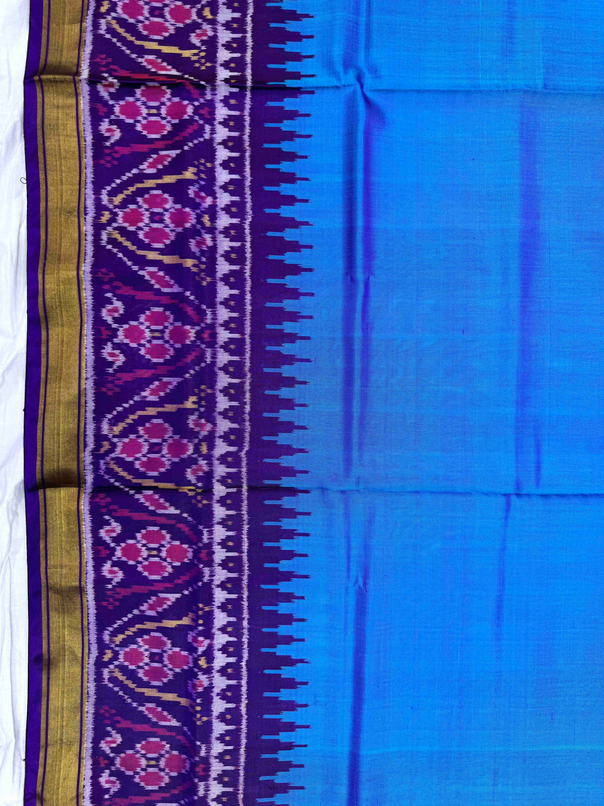 Blue & Sky Blue Plain Rajkot Patola Saree
