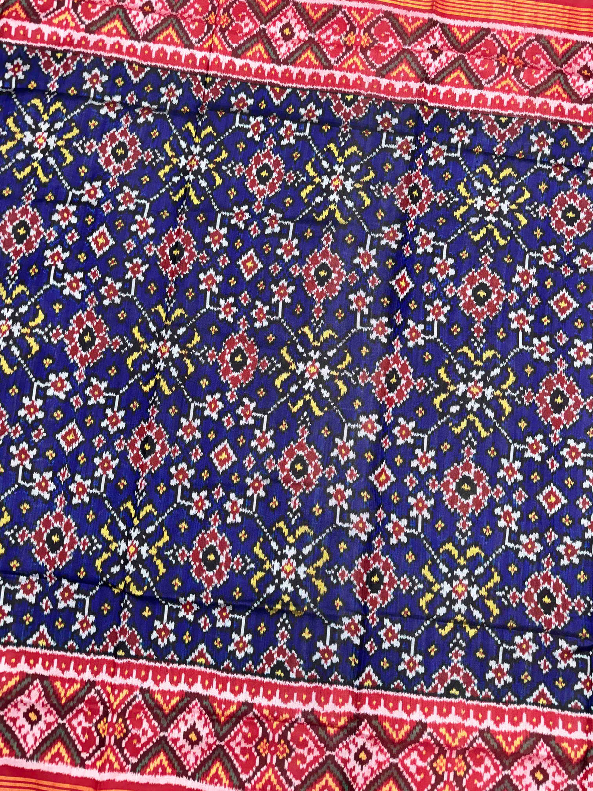 Red & Blue Navratan with Multicolor Pallu Semi Double Ikat Patola Dupatta