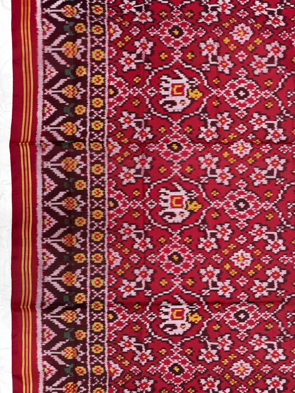 Maroon Narikunj Navratan Semi Double Ikat Patola Dupatta