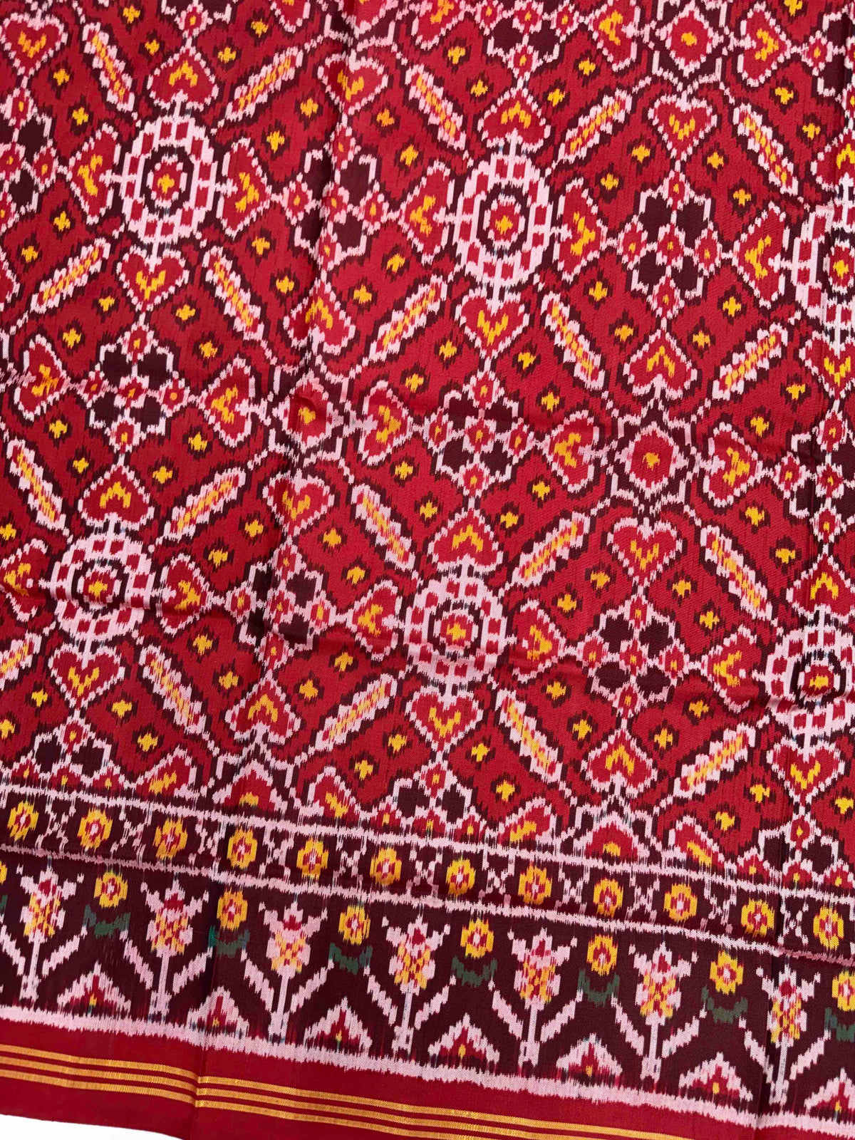 Red Manekchowk Semi Double Ikat Patola Dupatta