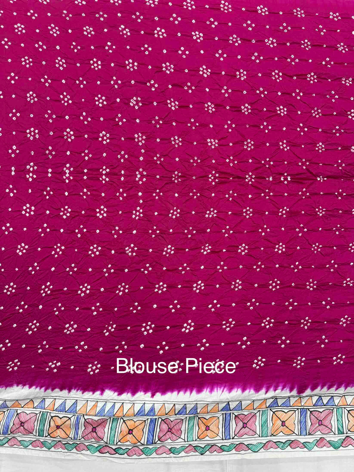 Off White & Pink Madhubani Bandhani Saree