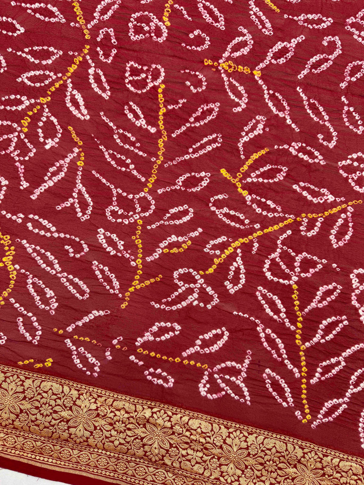 Maroon Banarasi Georgette Bandhani Saree
