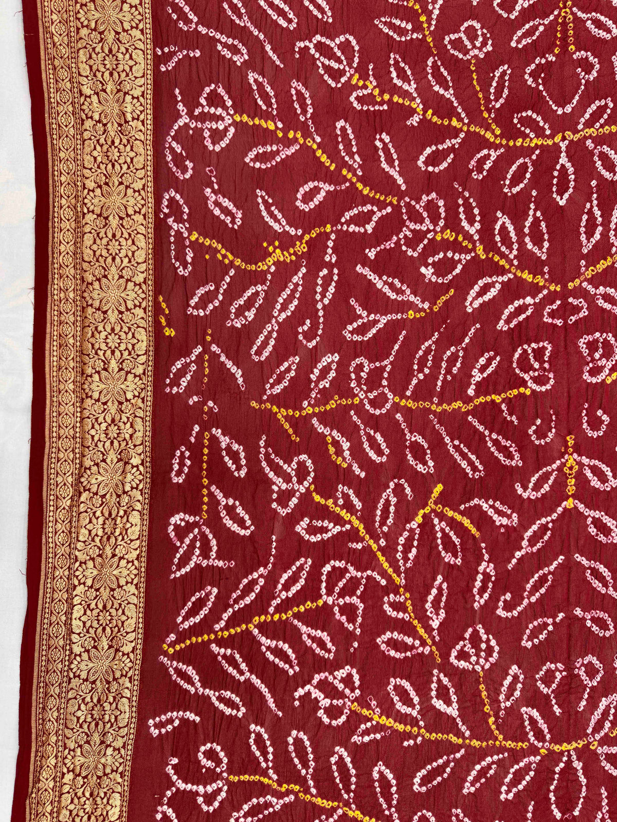 Maroon Banarasi Georgette Bandhani Saree