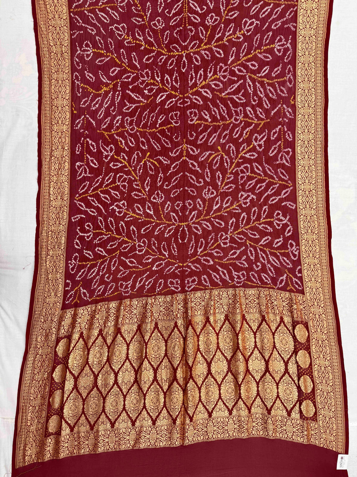 Maroon Banarasi Georgette Bandhani Saree
