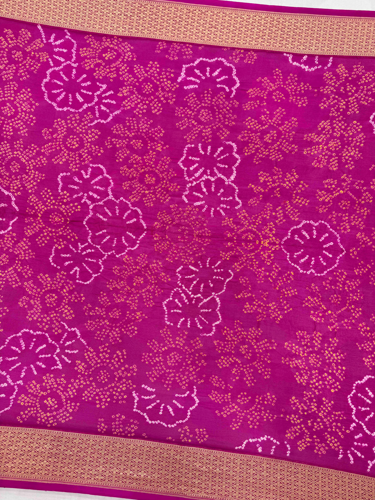Pink Banarasi Georgette Bandhani Saree