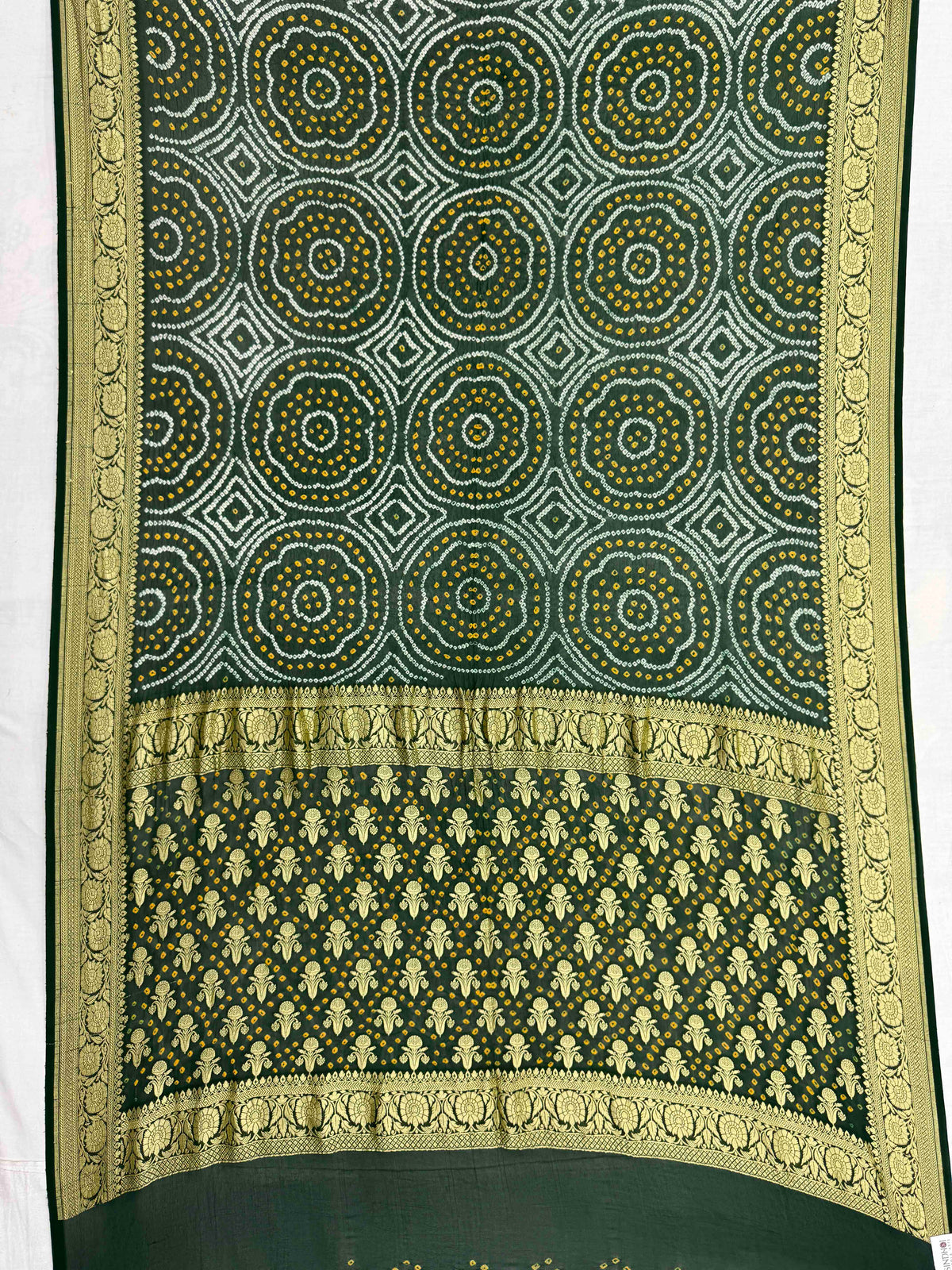 Dark Green Banarasi Georgette Bandhani Saree