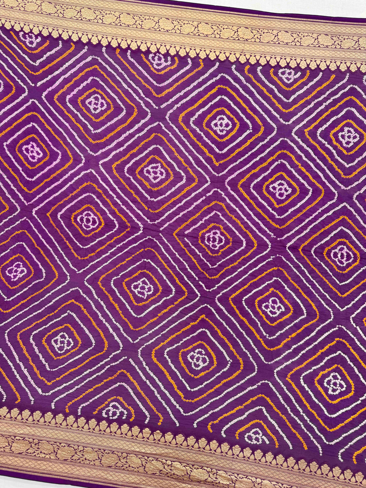 Purple Banarasi Georgette Bandhani Saree