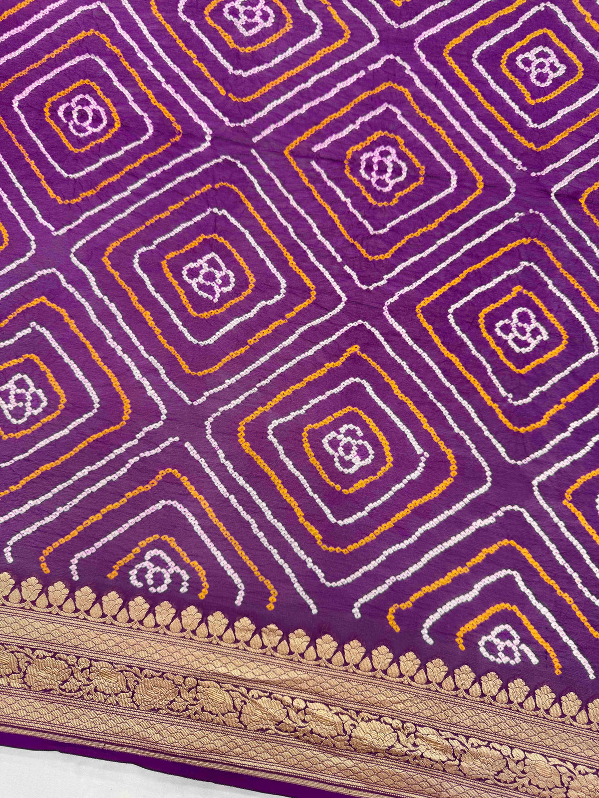 Purple Banarasi Georgette Bandhani Saree