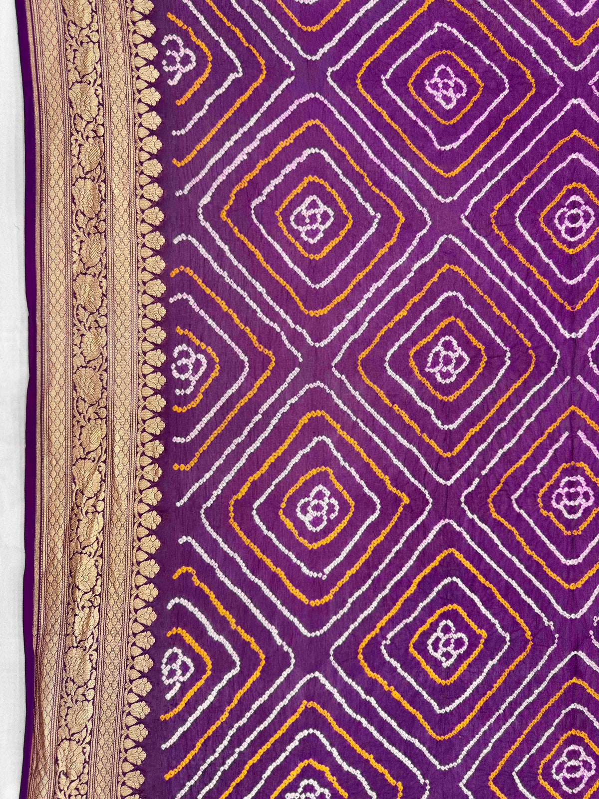 Purple Banarasi Georgette Bandhani Saree
