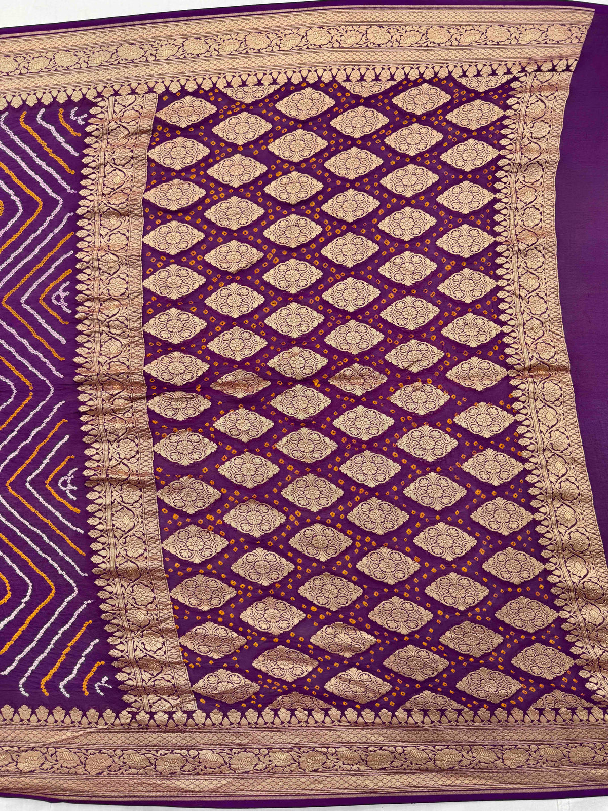 Purple Banarasi Georgette Bandhani Saree