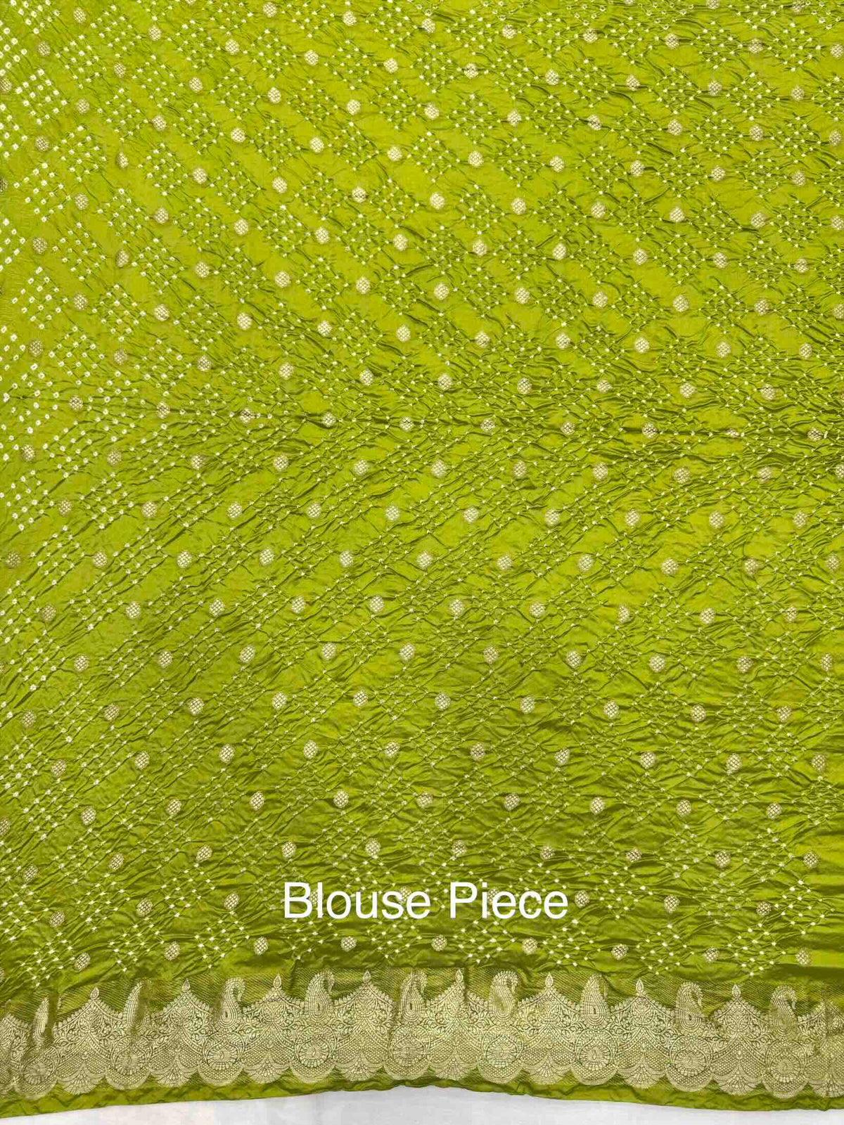 Parrot Green Katan Silk Bandhani Saree