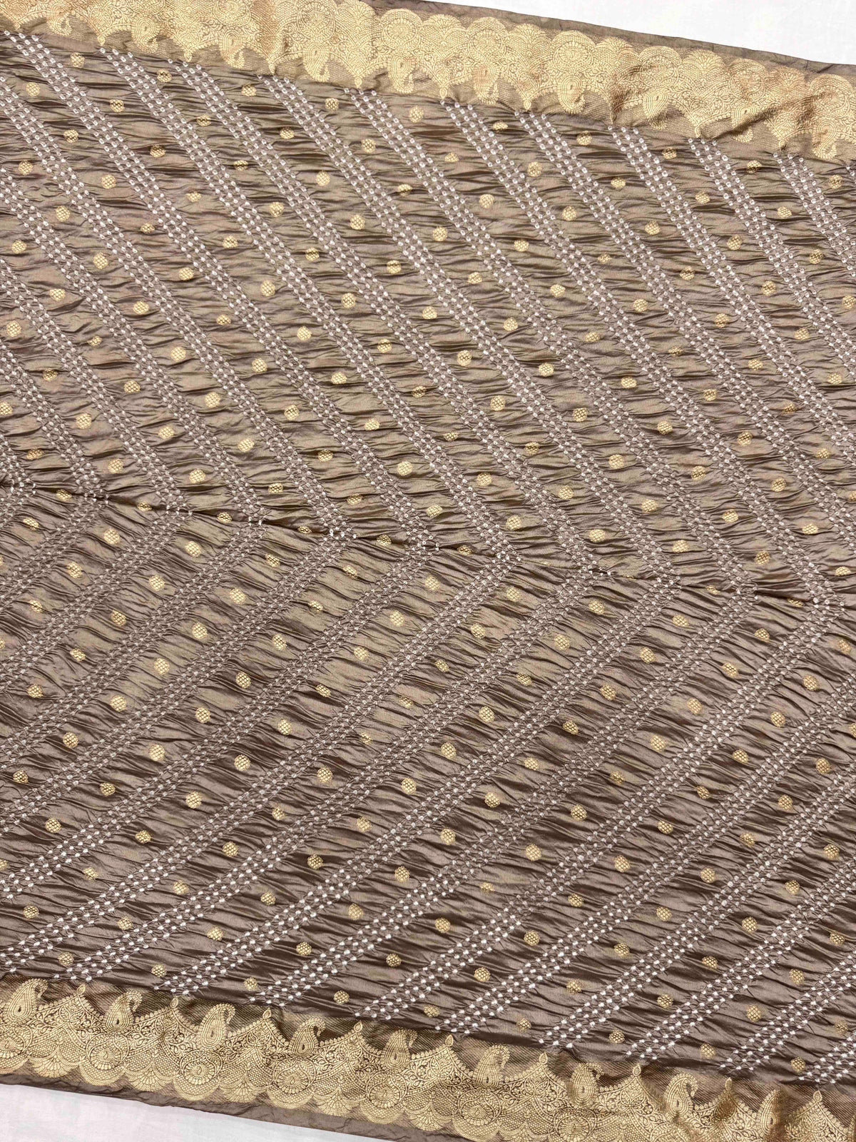 Onion Grey Katan Silk Bandhani Saree