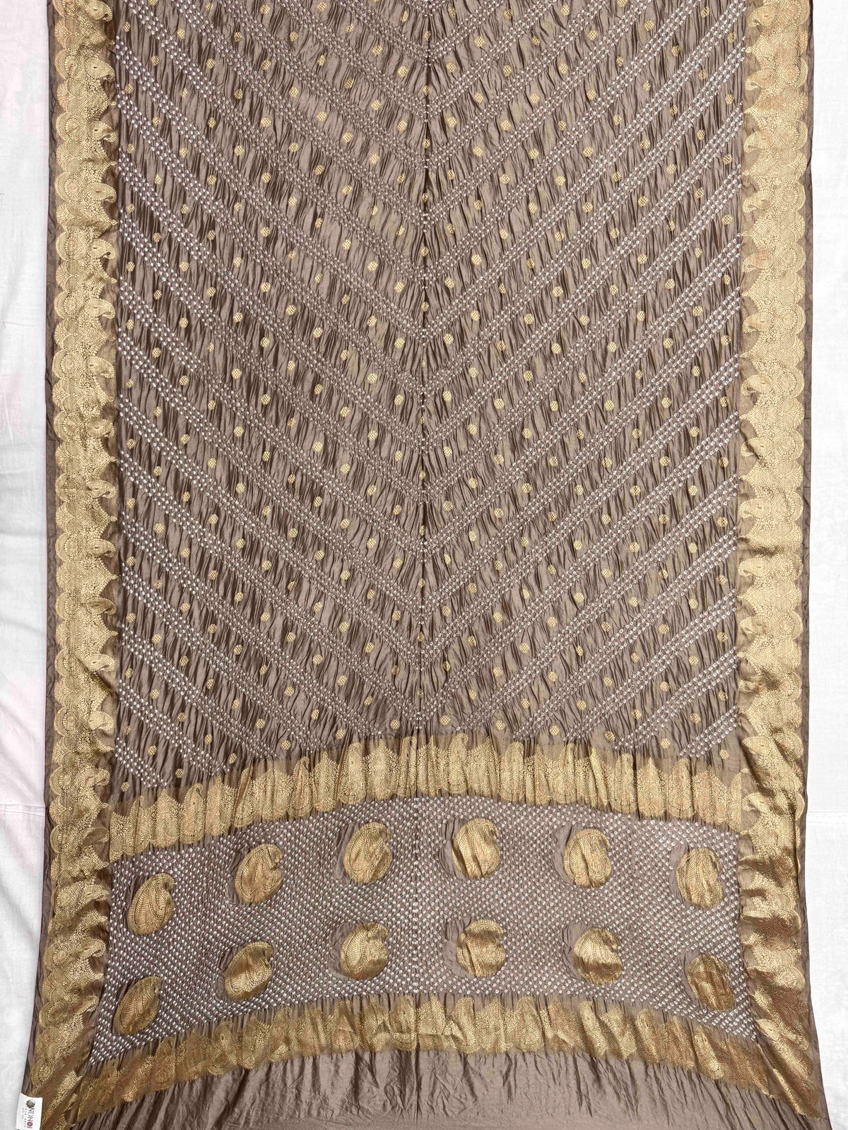 Onion Grey Katan Silk Bandhani Saree